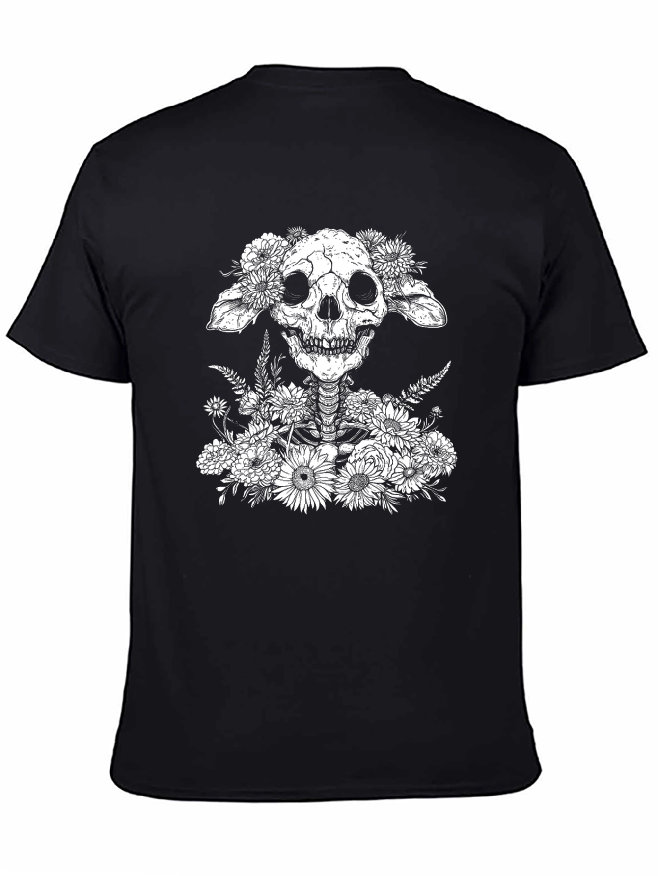 Floral Skull Graphic T-Shirt - Unique Design