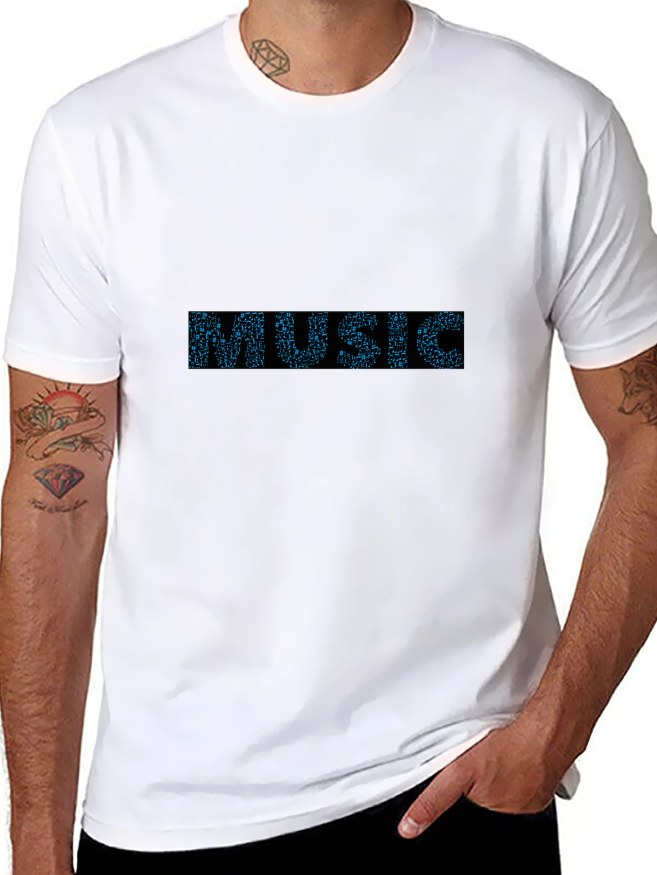 Music Graphic Print Black T-Shirt