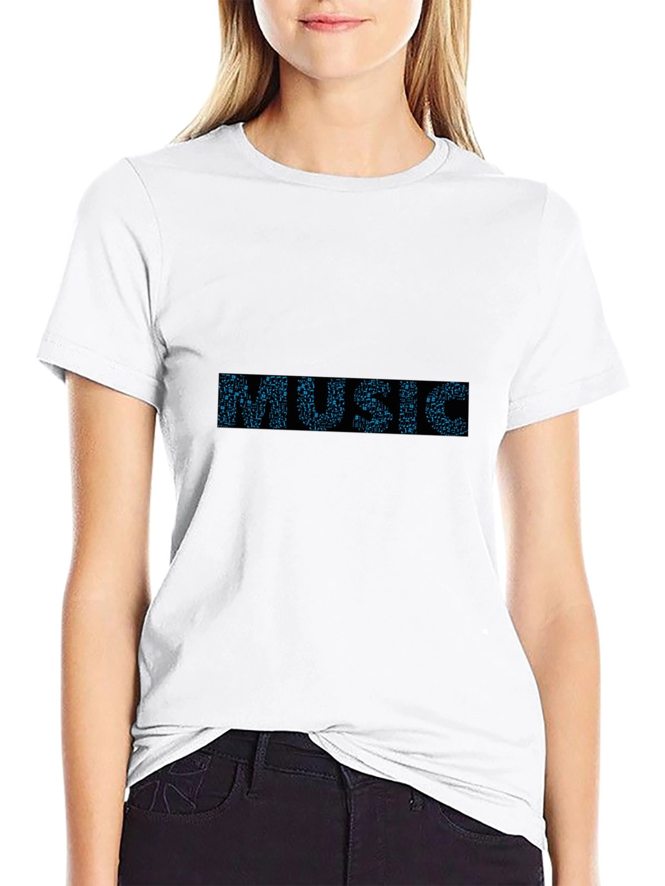 Music Graphic Print Black T-Shirt