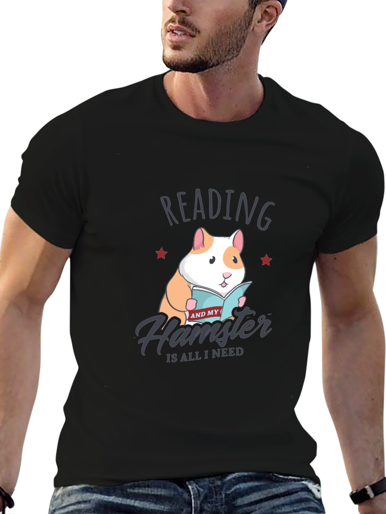 Reading Hamster T-Shirt:  Cute Graphic Tee