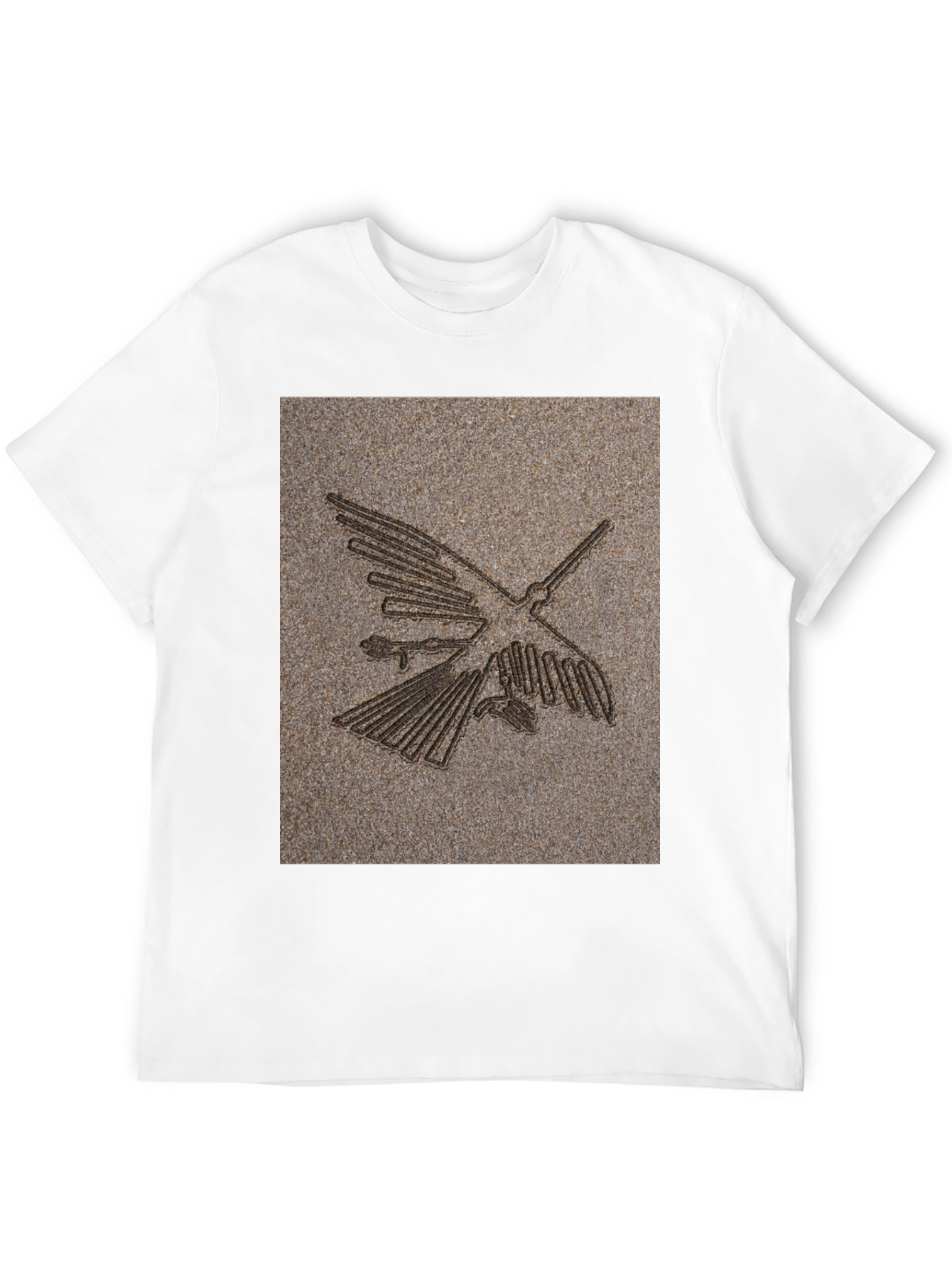 Nazca Lines Bird Graphic Tee - Black Cotton T-Shirt