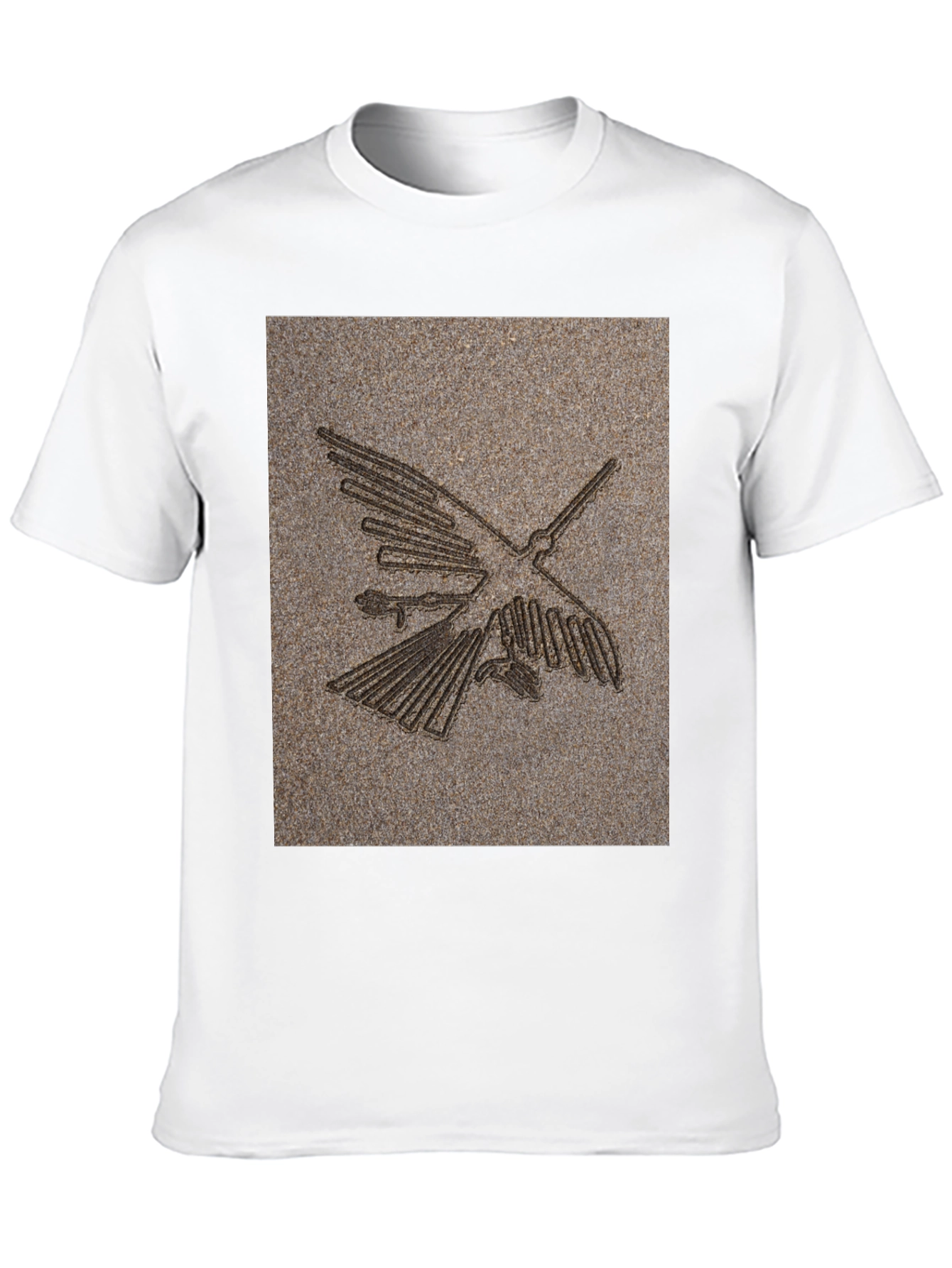Nazca Lines Bird Graphic Tee - Black Cotton T-Shirt
