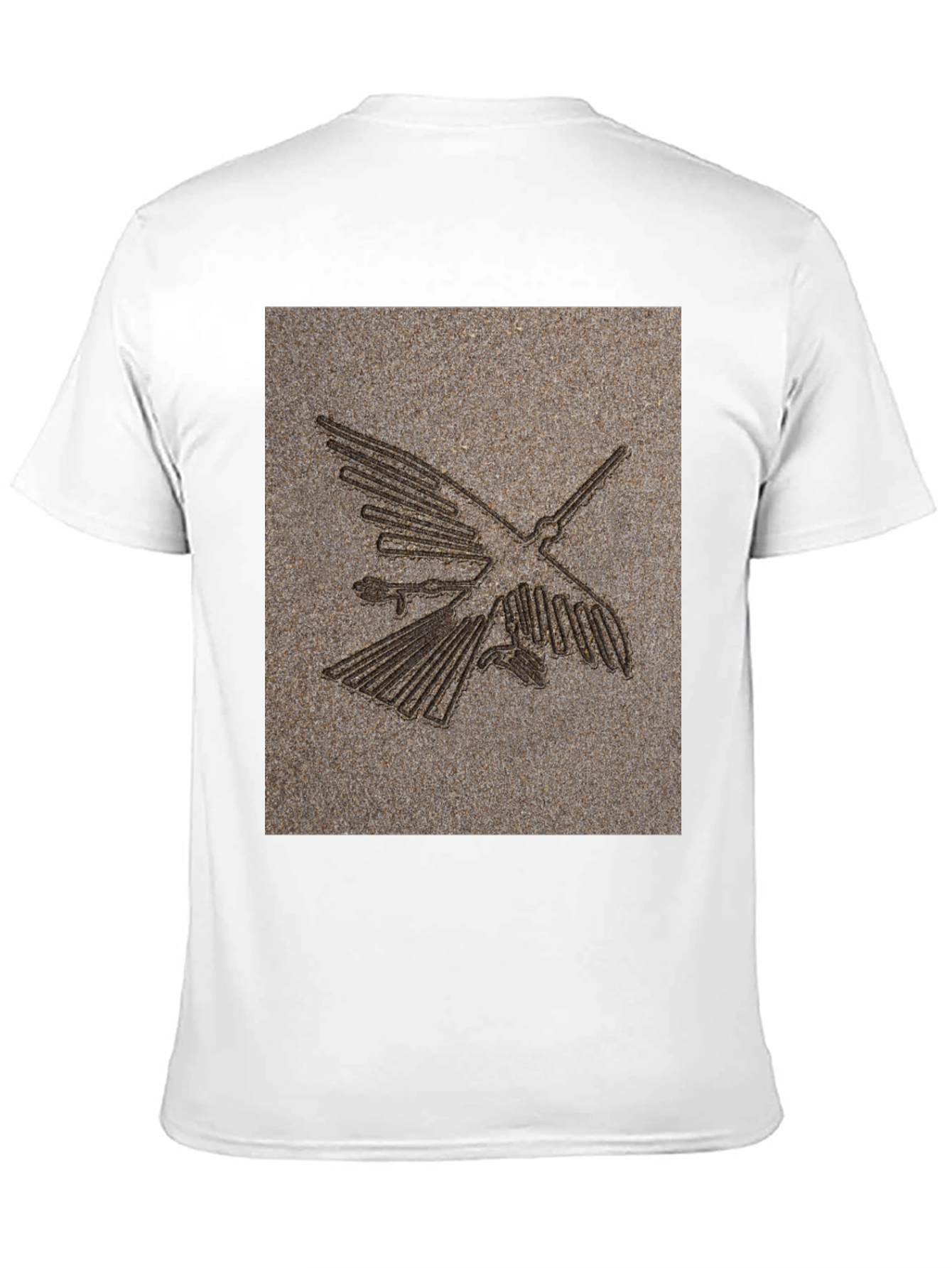 Nazca Lines Bird Graphic Tee - Black Cotton T-Shirt