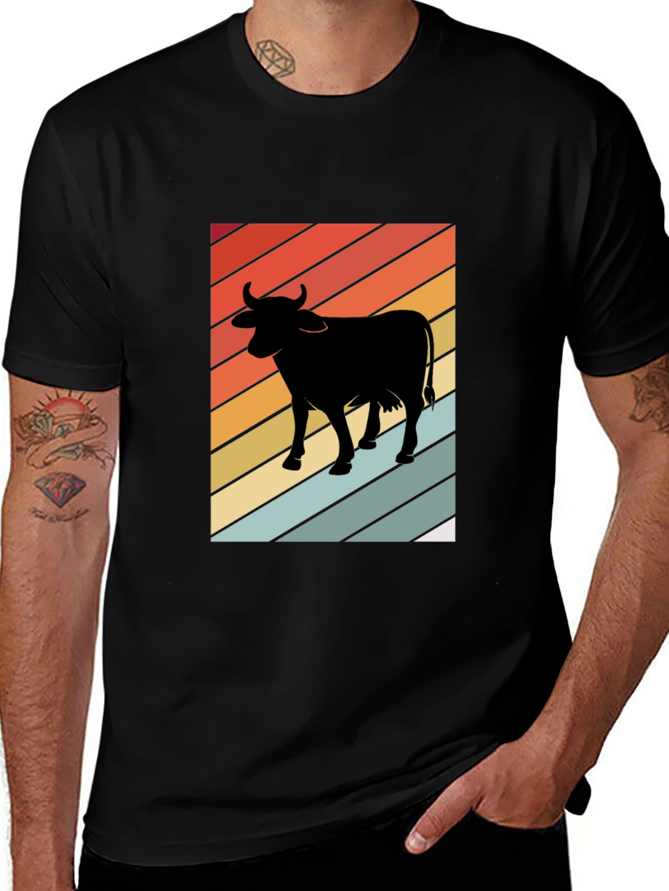 Retro Cow Graphic T-Shirt - Farm Animal Tee