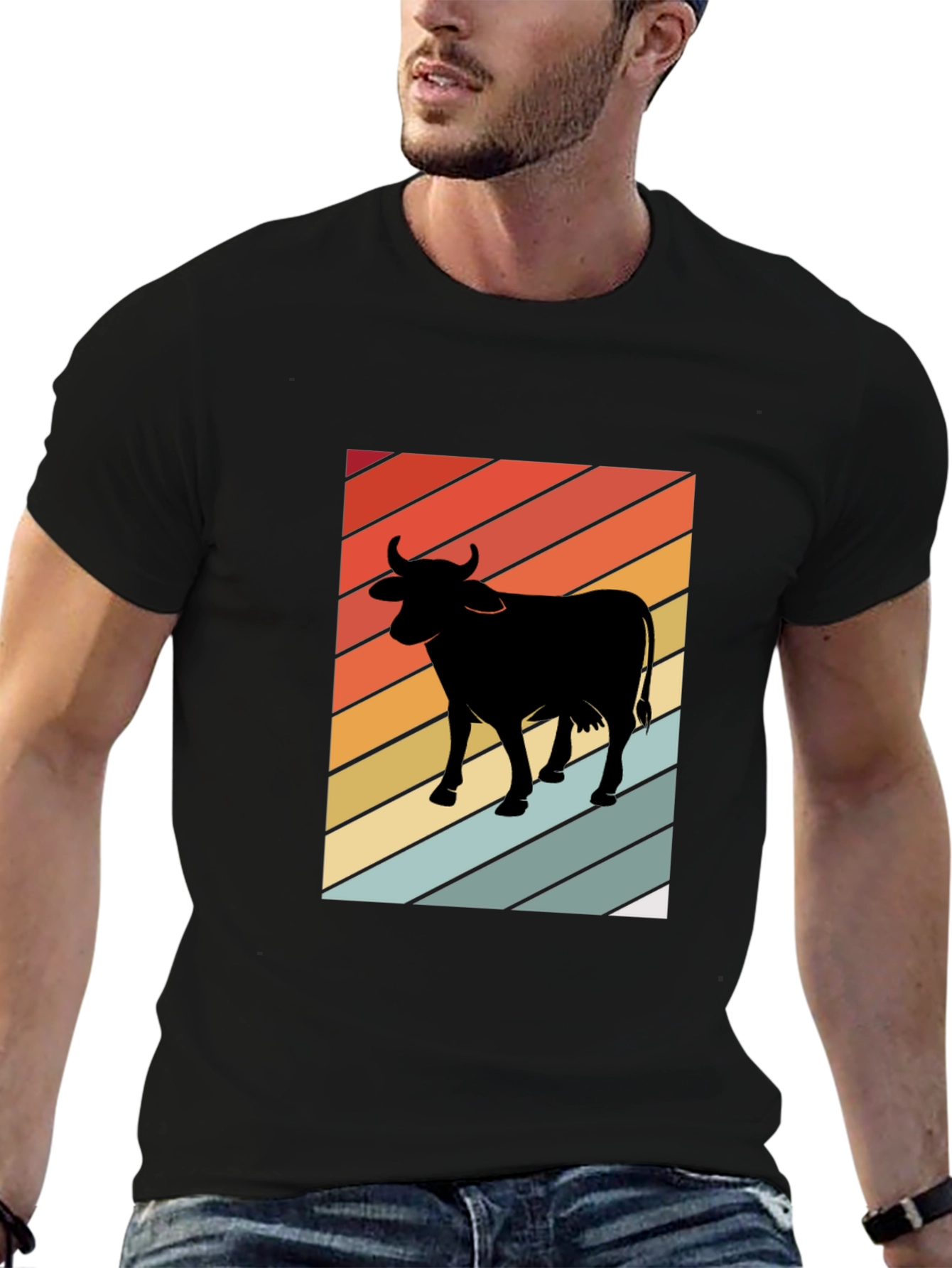 Retro Cow Graphic T-Shirt - Farm Animal Tee