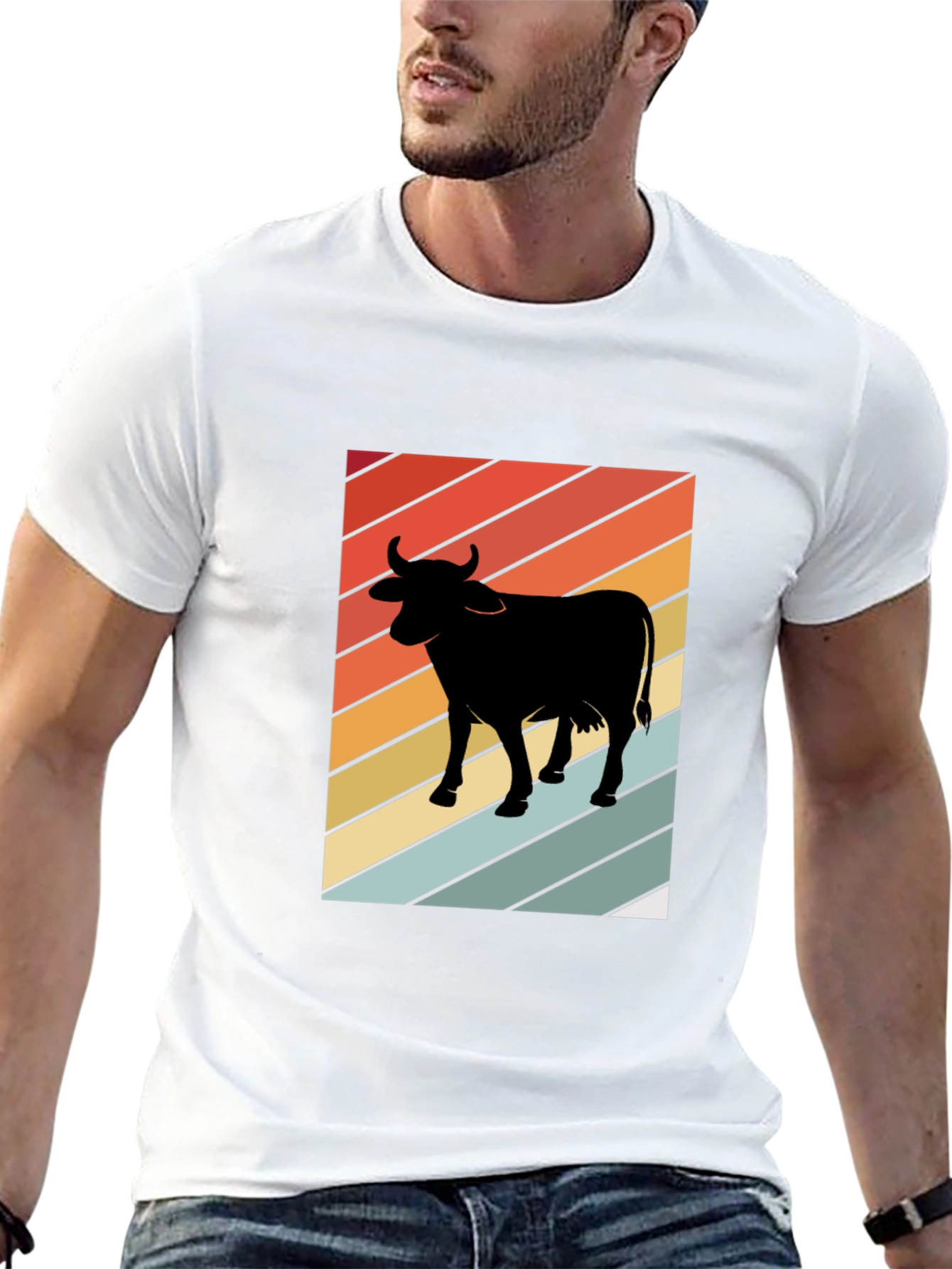 Retro Cow Graphic T-Shirt - Farm Animal Tee