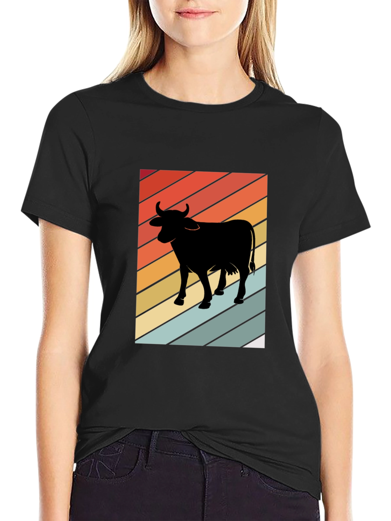 Retro Cow Graphic T-Shirt - Farm Animal Tee