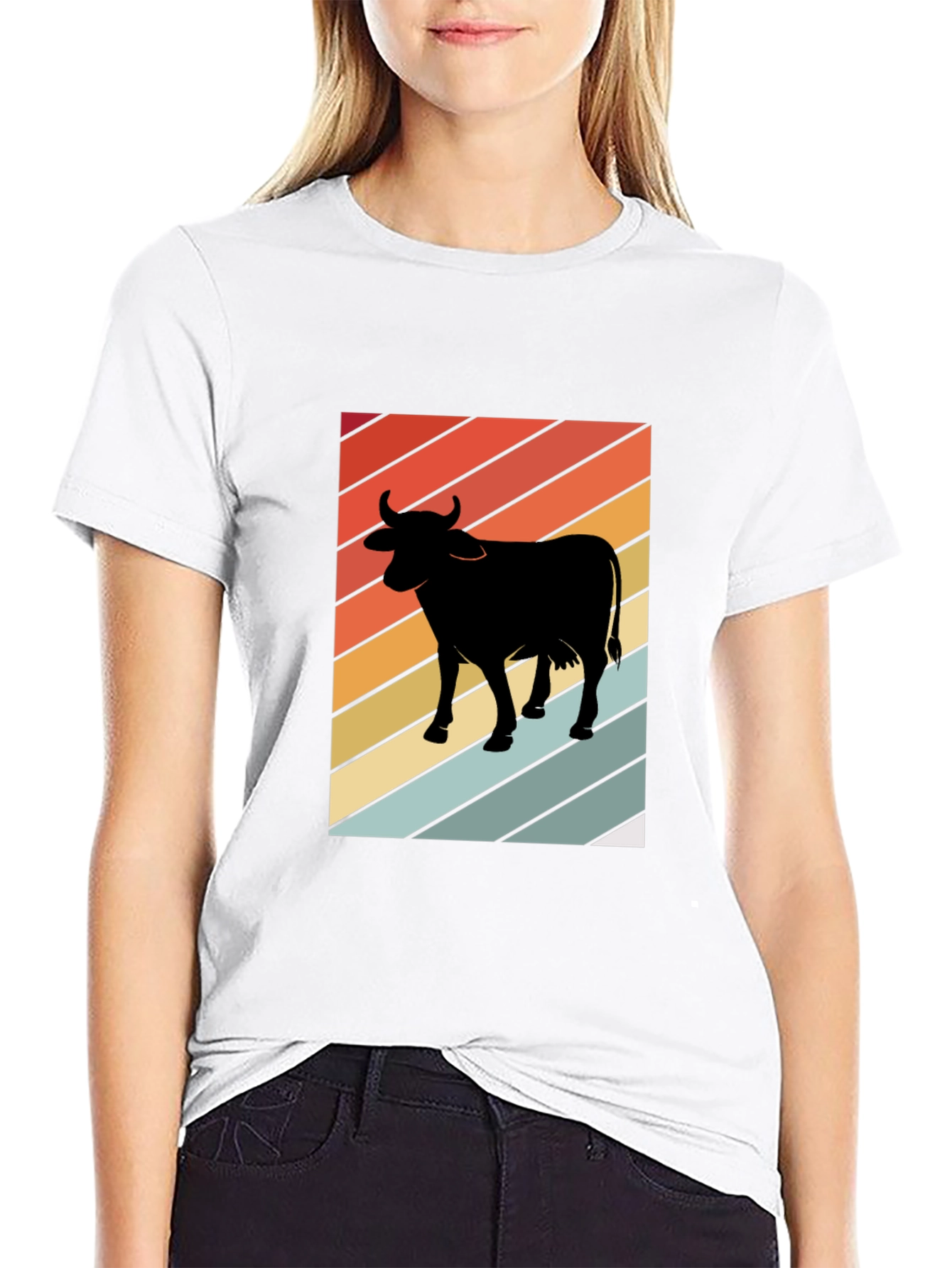 Retro Cow Graphic T-Shirt - Farm Animal Tee