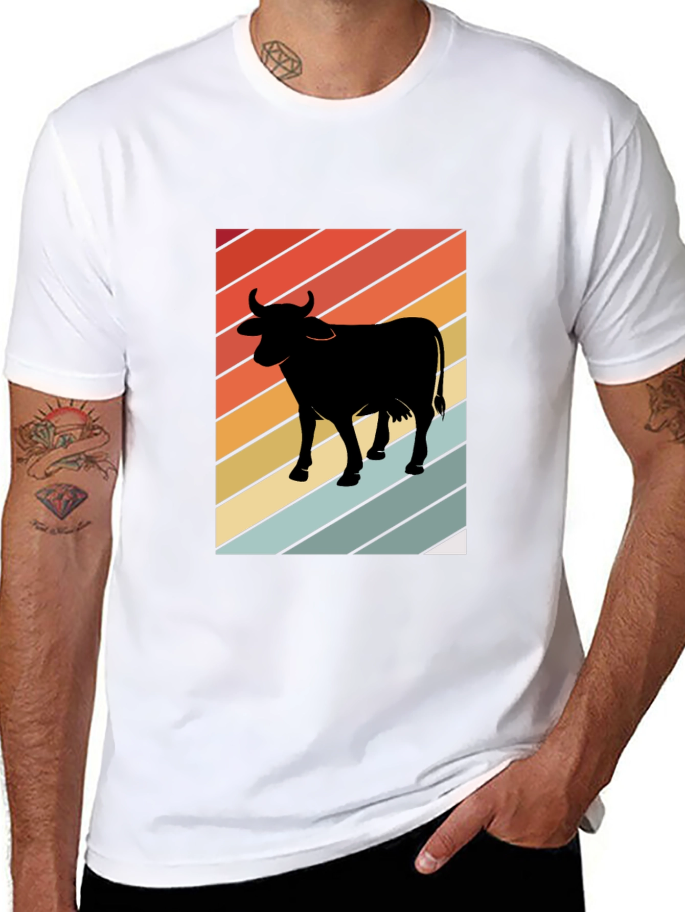 Retro Cow Graphic T-Shirt - Farm Animal Tee