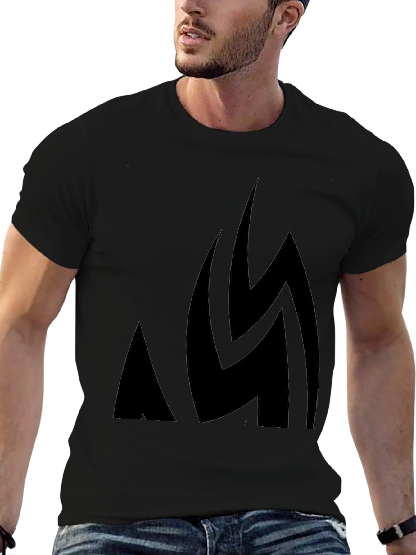 Bold Abstract Black Graphic Tee - Modern Casual Style