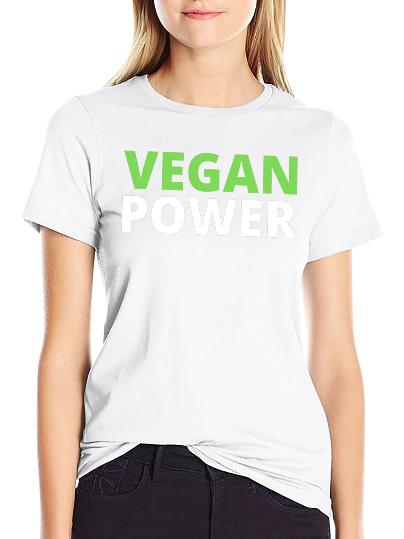 Vegan Power T-Shirt - Black Crew Neck Tee