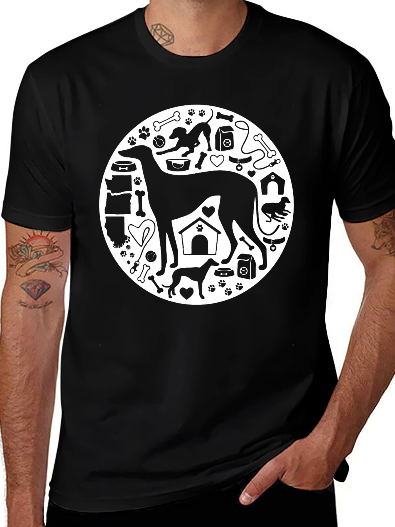 Dog Lover T-Shirt - Greyhound Circle Design