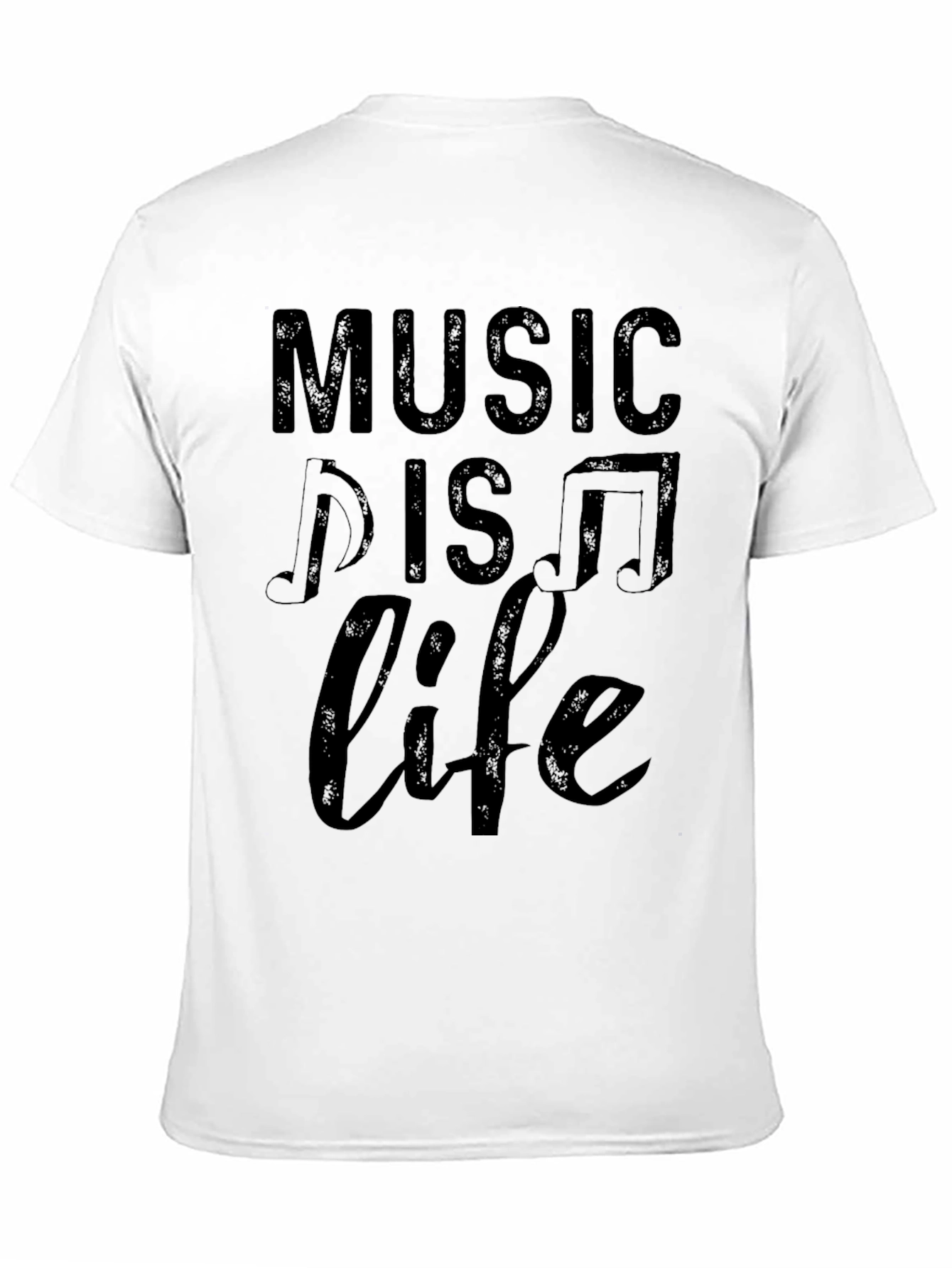 Music is Life Black Graphic Tee Shirt