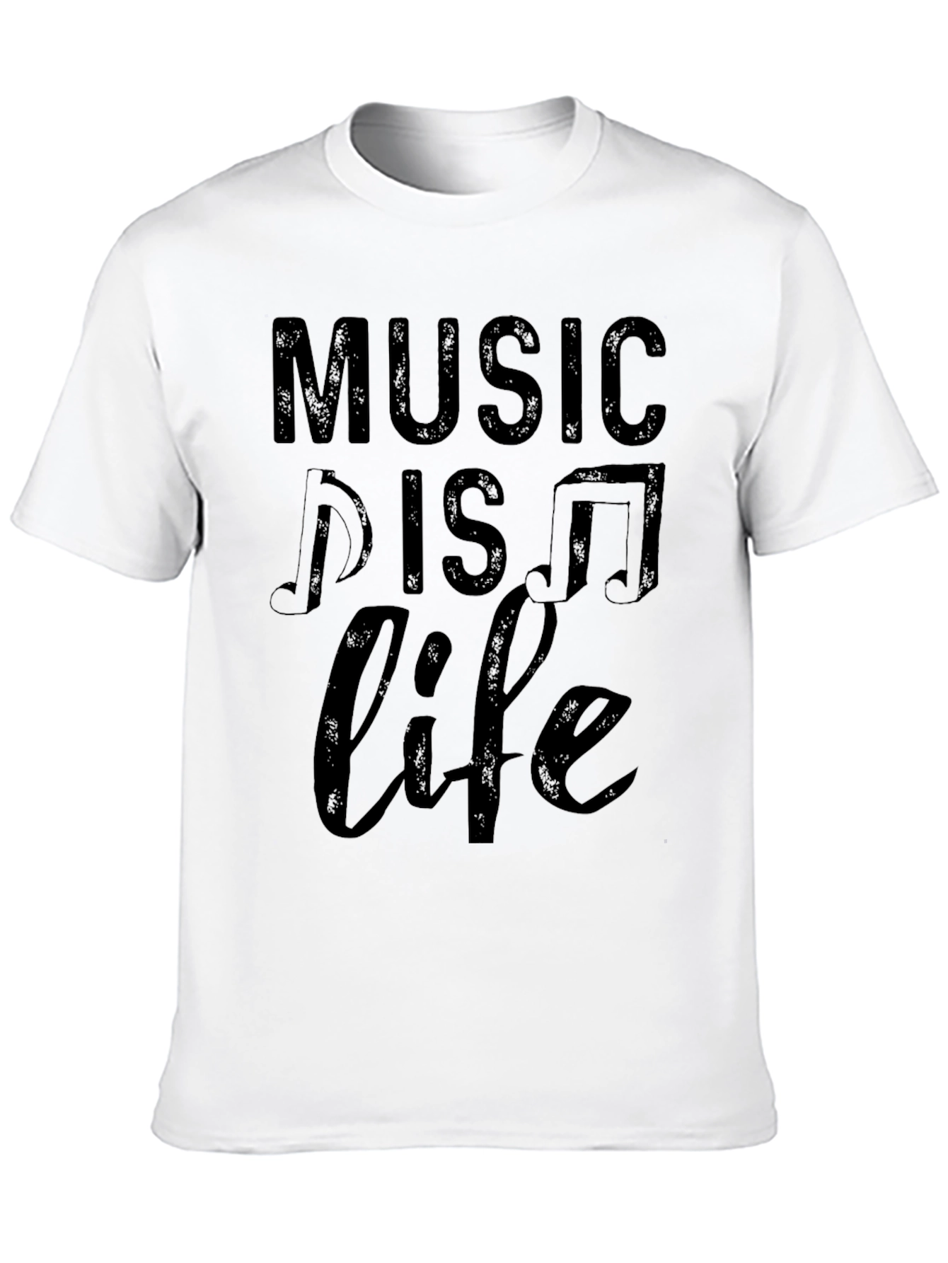 Music is Life Black Graphic Tee Shirt