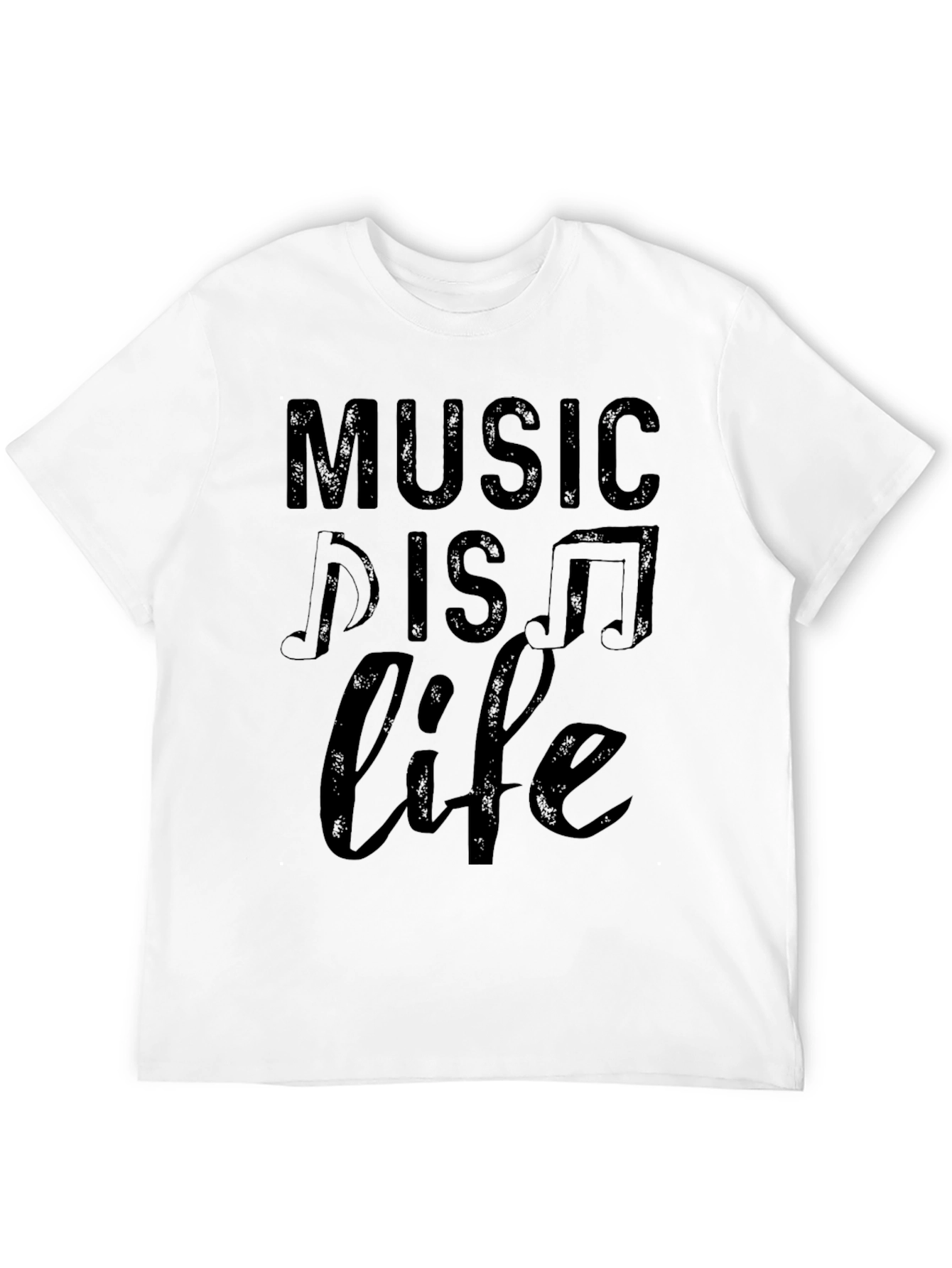 Music is Life Black Graphic Tee Shirt