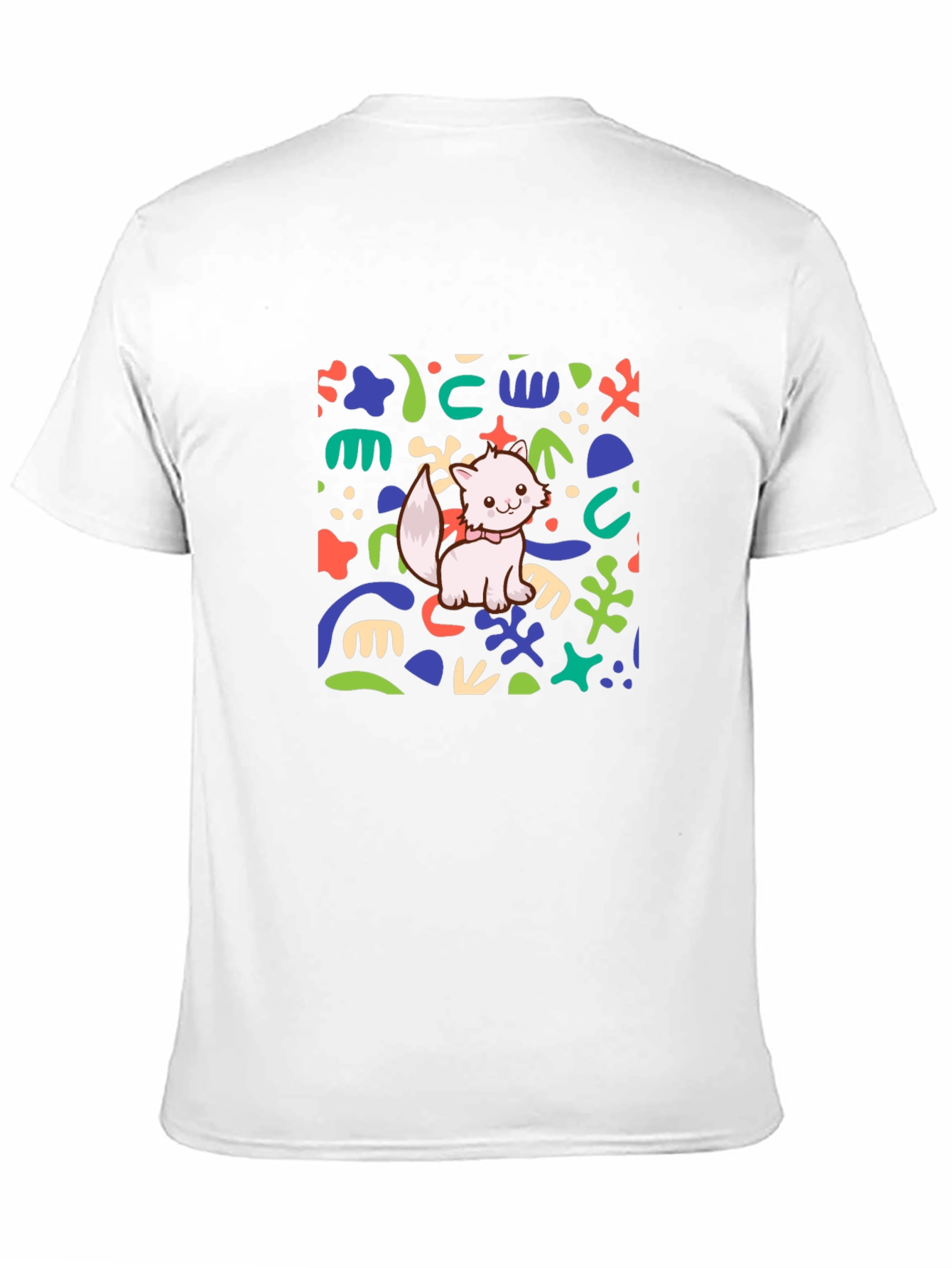 Abstract Cat Graphic Black T-Shirt