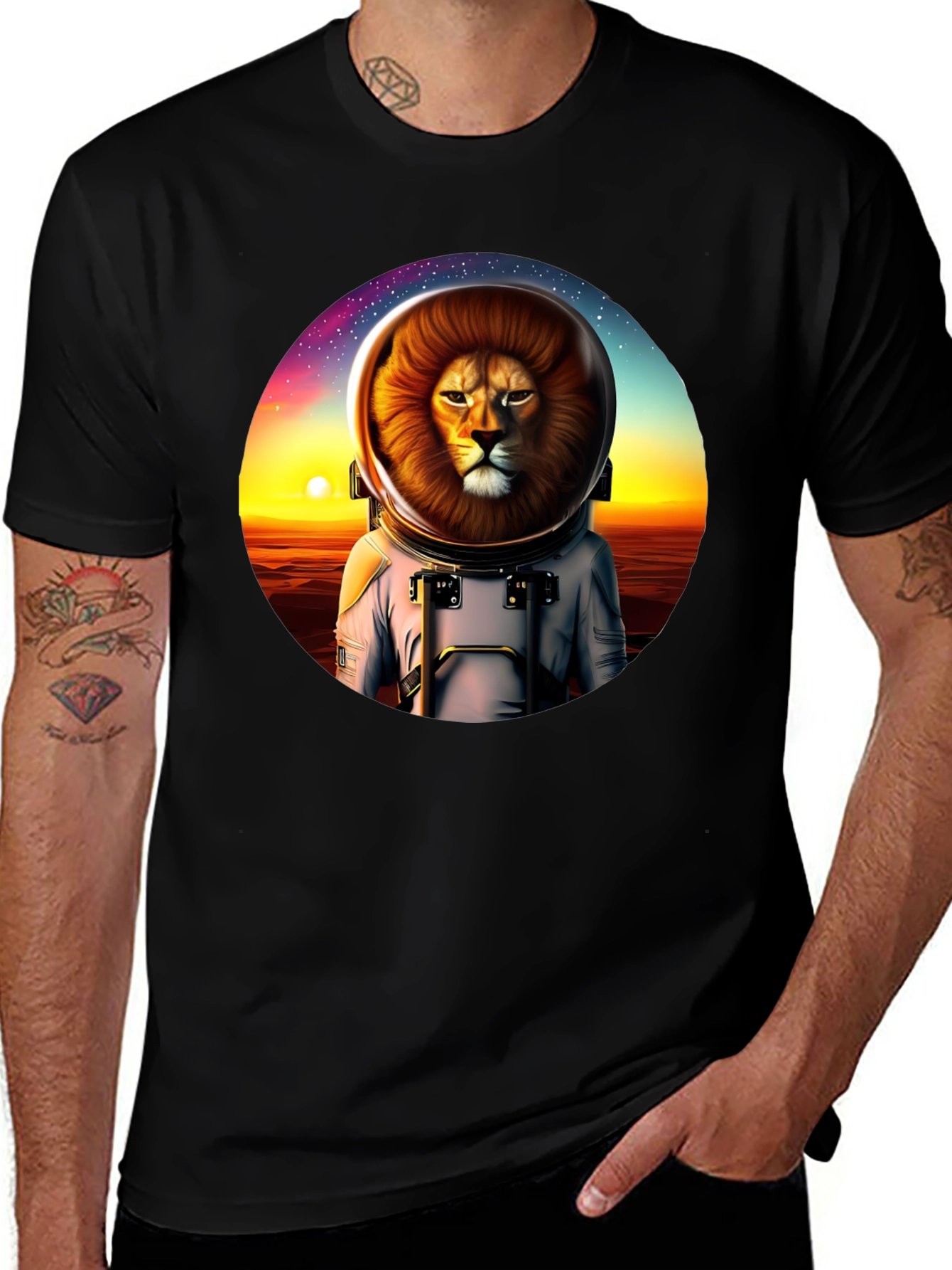 Lion Astronaut Graphic Tee - Space Adventure
