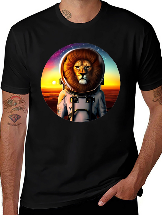 Lion Astronaut Graphic Tee - Space Adventure