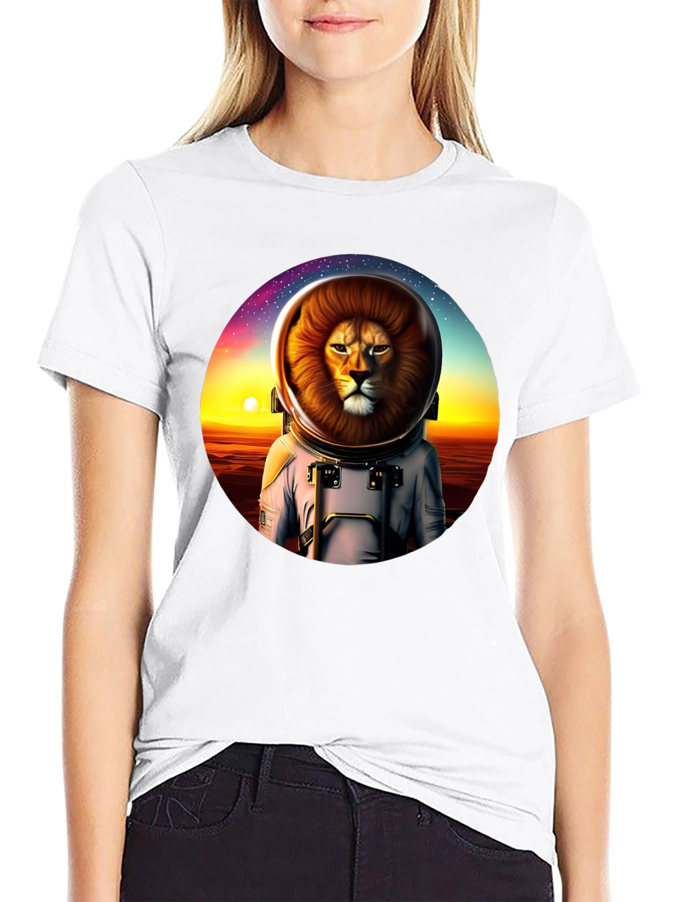 Lion Astronaut Graphic Tee - Space Adventure