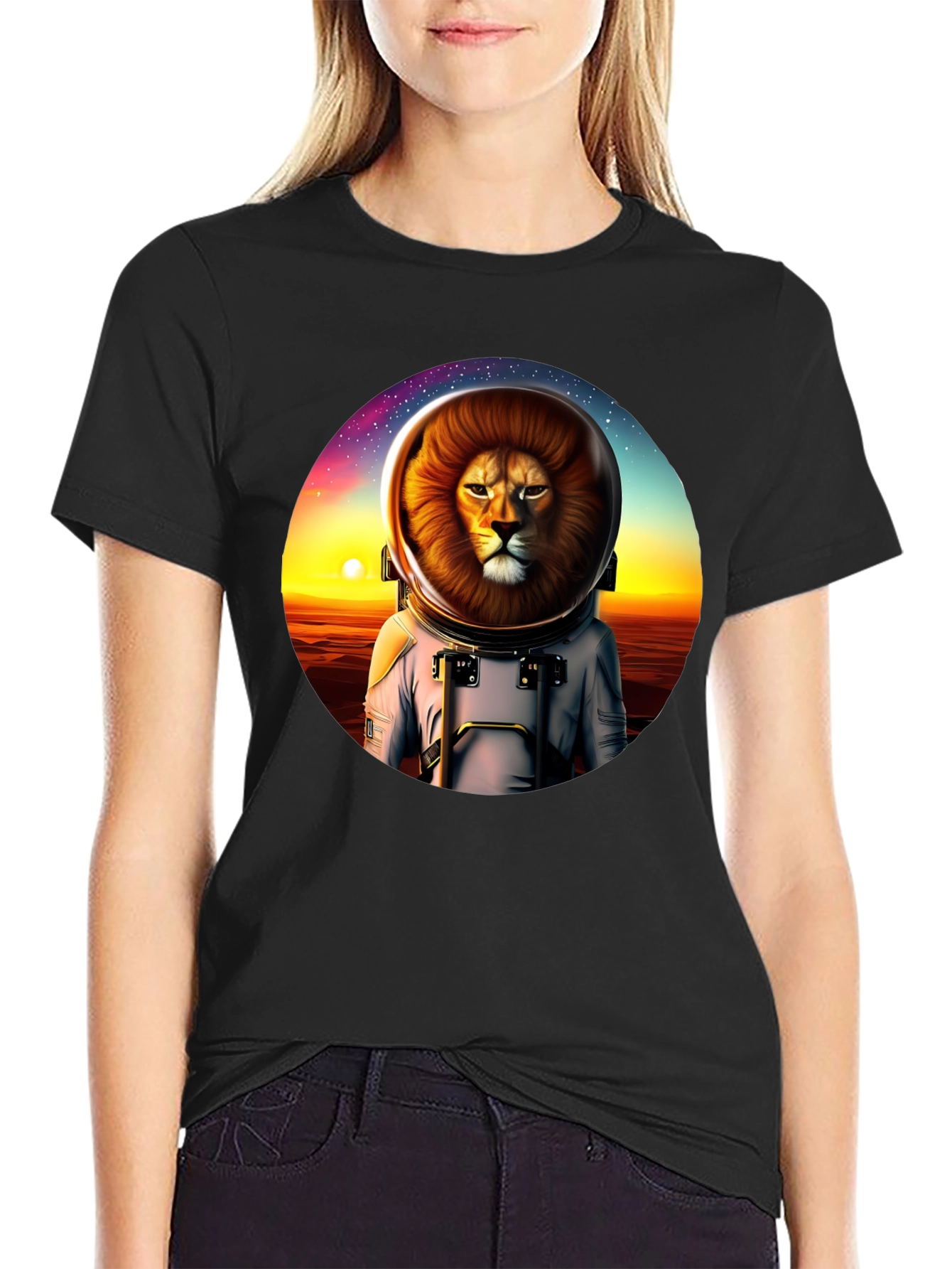 Lion Astronaut Graphic Tee - Space Adventure