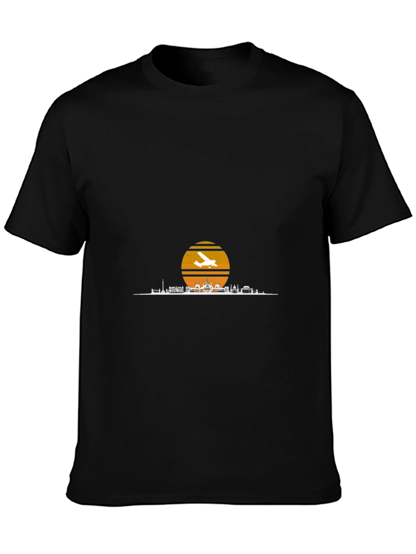 Sunset Airplane Skyline Graphic Tee
