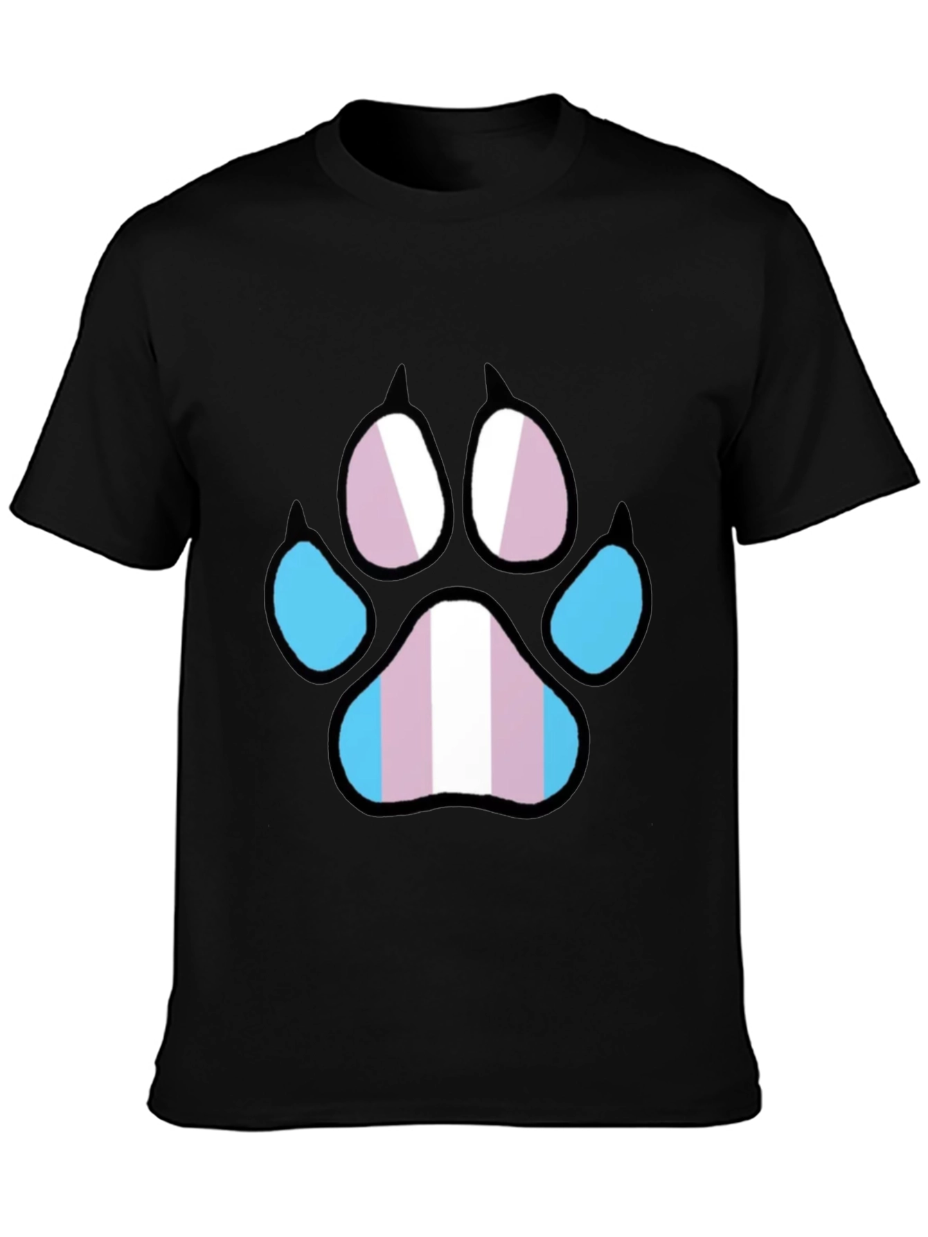 Trans Pride Paw Print T-Shirt - Black LGBTQ+ Tee