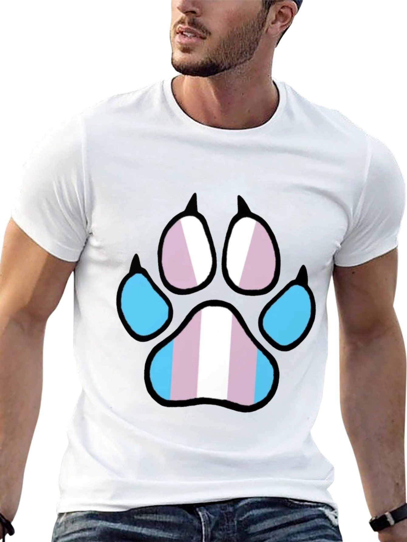 Trans Pride Paw Print T-Shirt - Black LGBTQ+ Tee