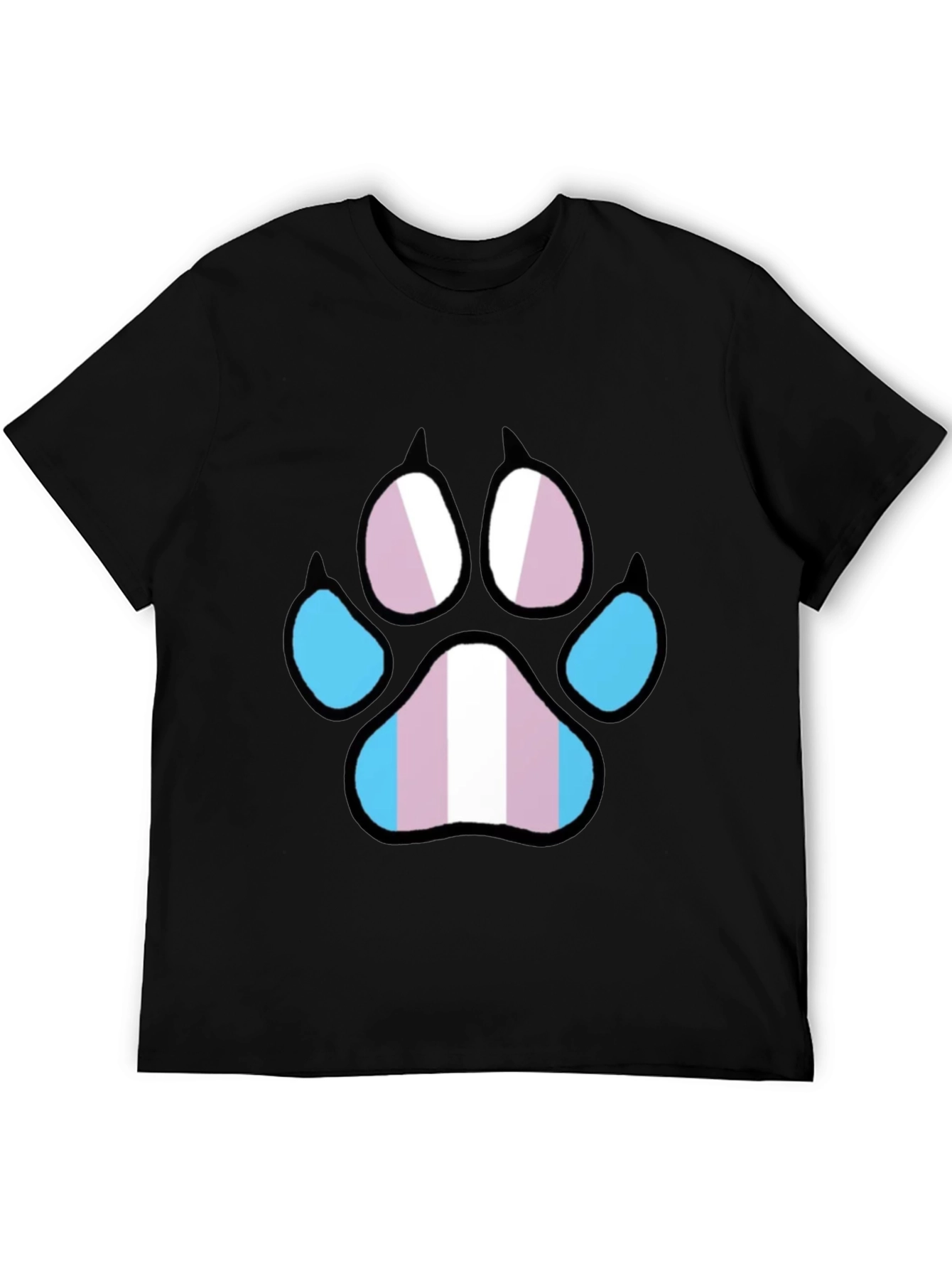 Trans Pride Paw Print T-Shirt - Black LGBTQ+ Tee
