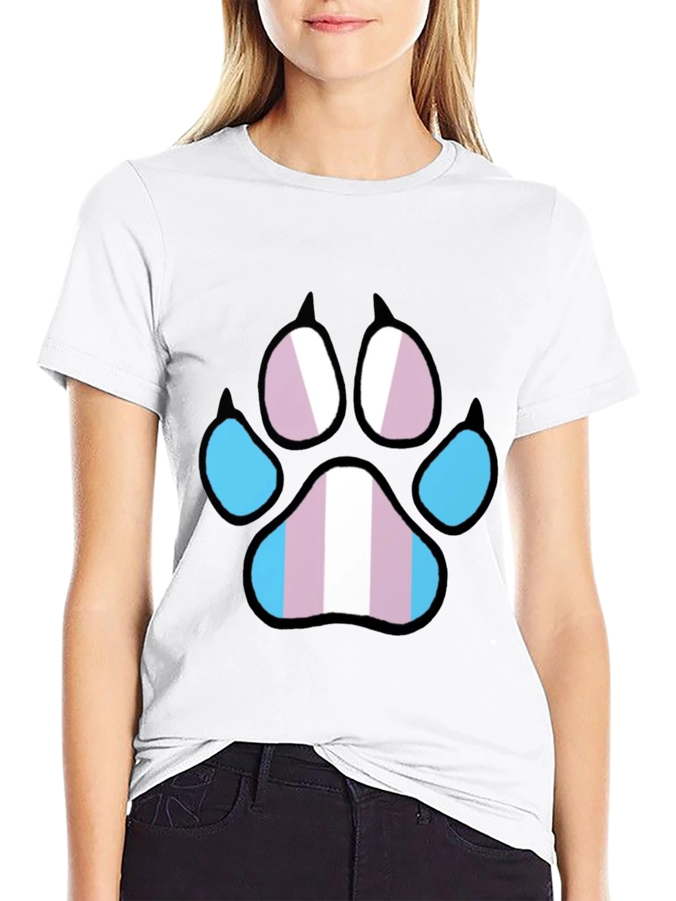 Trans Pride Paw Print T-Shirt - Black LGBTQ+ Tee