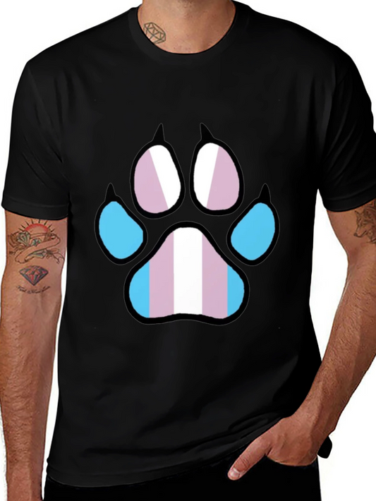 Trans Pride Paw Print T-Shirt - Black LGBTQ+ Tee