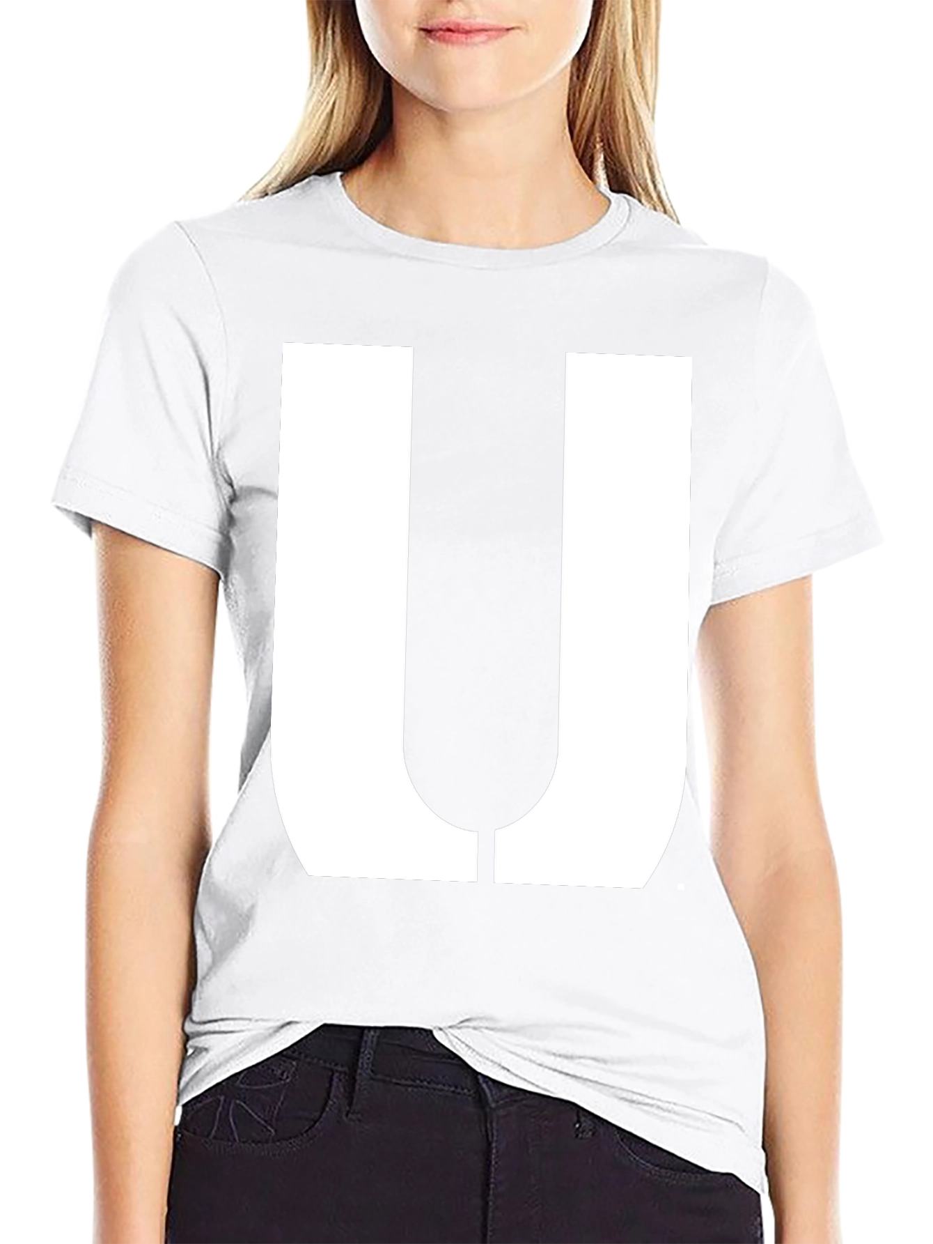 Bold Letter U Graphic Tee - Casual Cotton T-Shirt