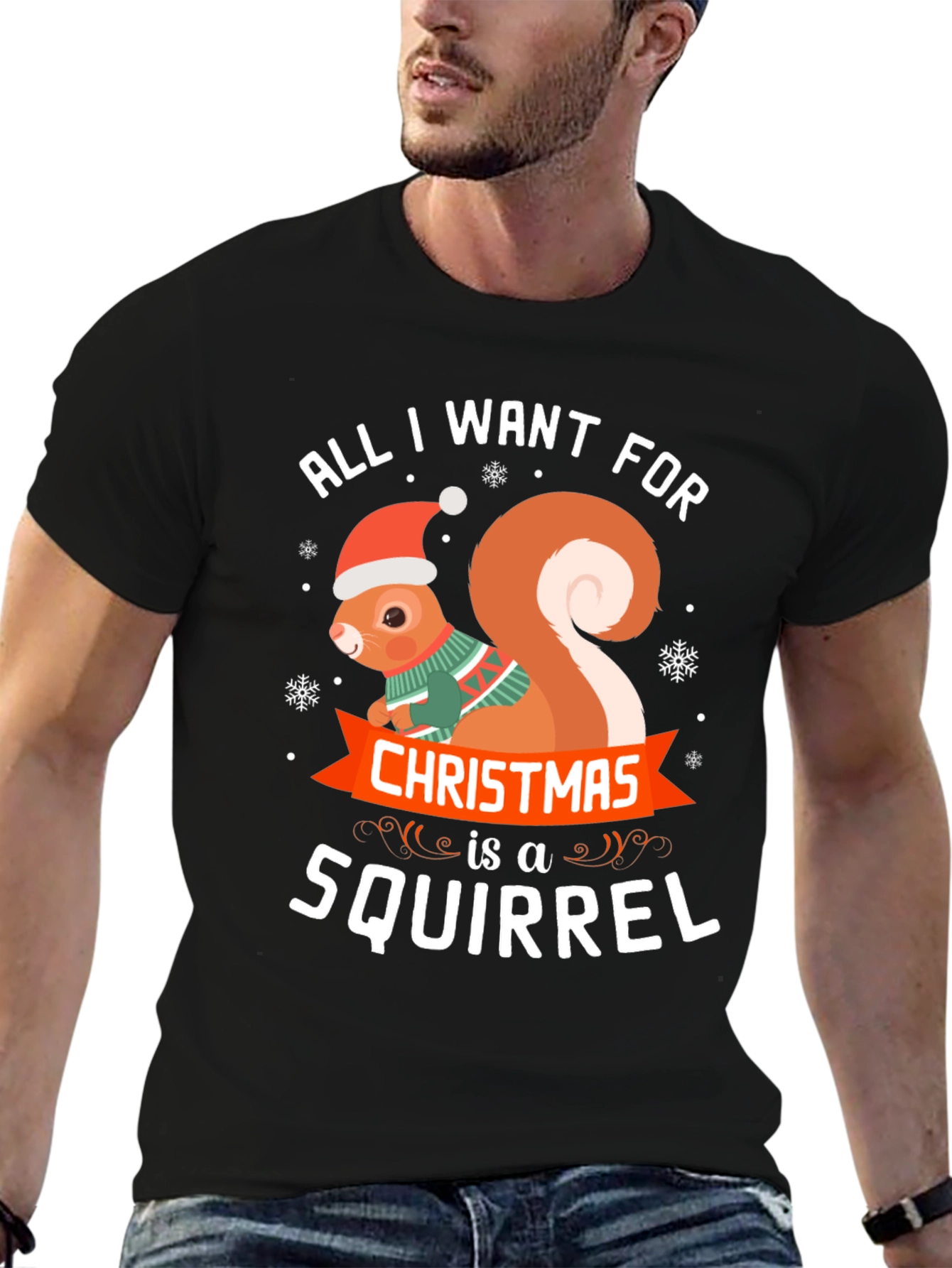 Festive Squirrel Christmas T-Shirt - Holiday Apparel