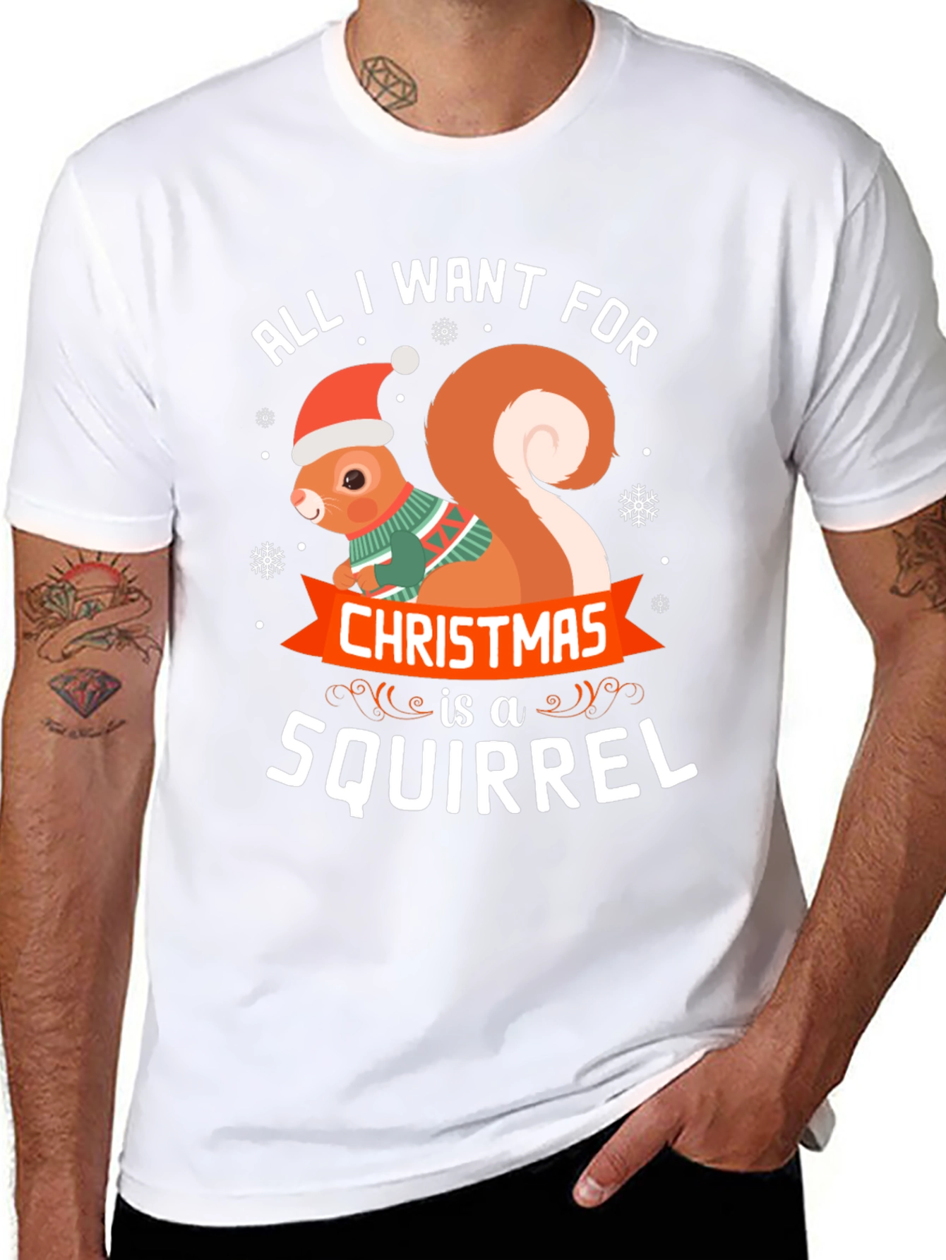 Festive Squirrel Christmas T-Shirt - Holiday Apparel