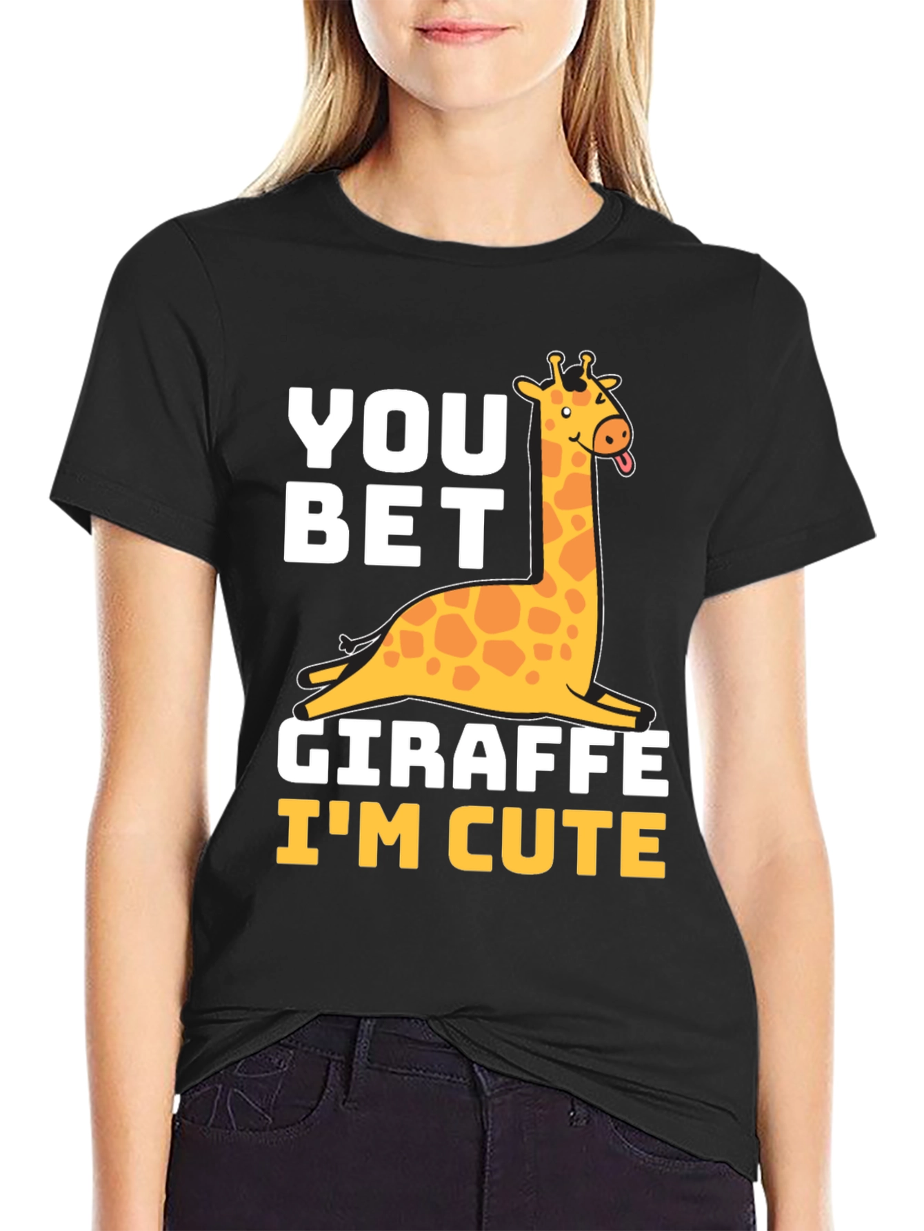 You Bet Giraffe Im Cute Black T-Shirt