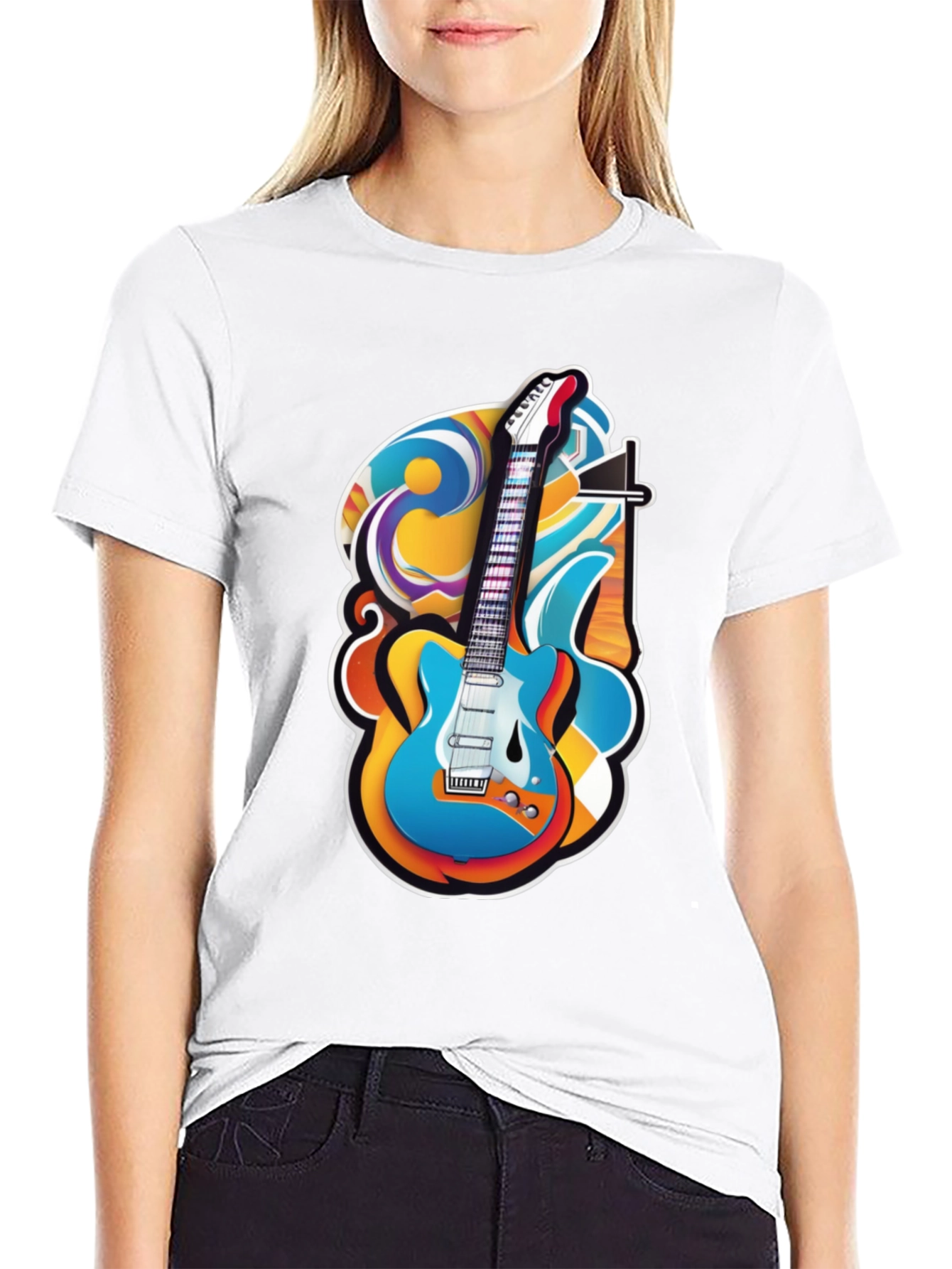 Guitar Art Graphic T-Shirt - Rock Style Tee