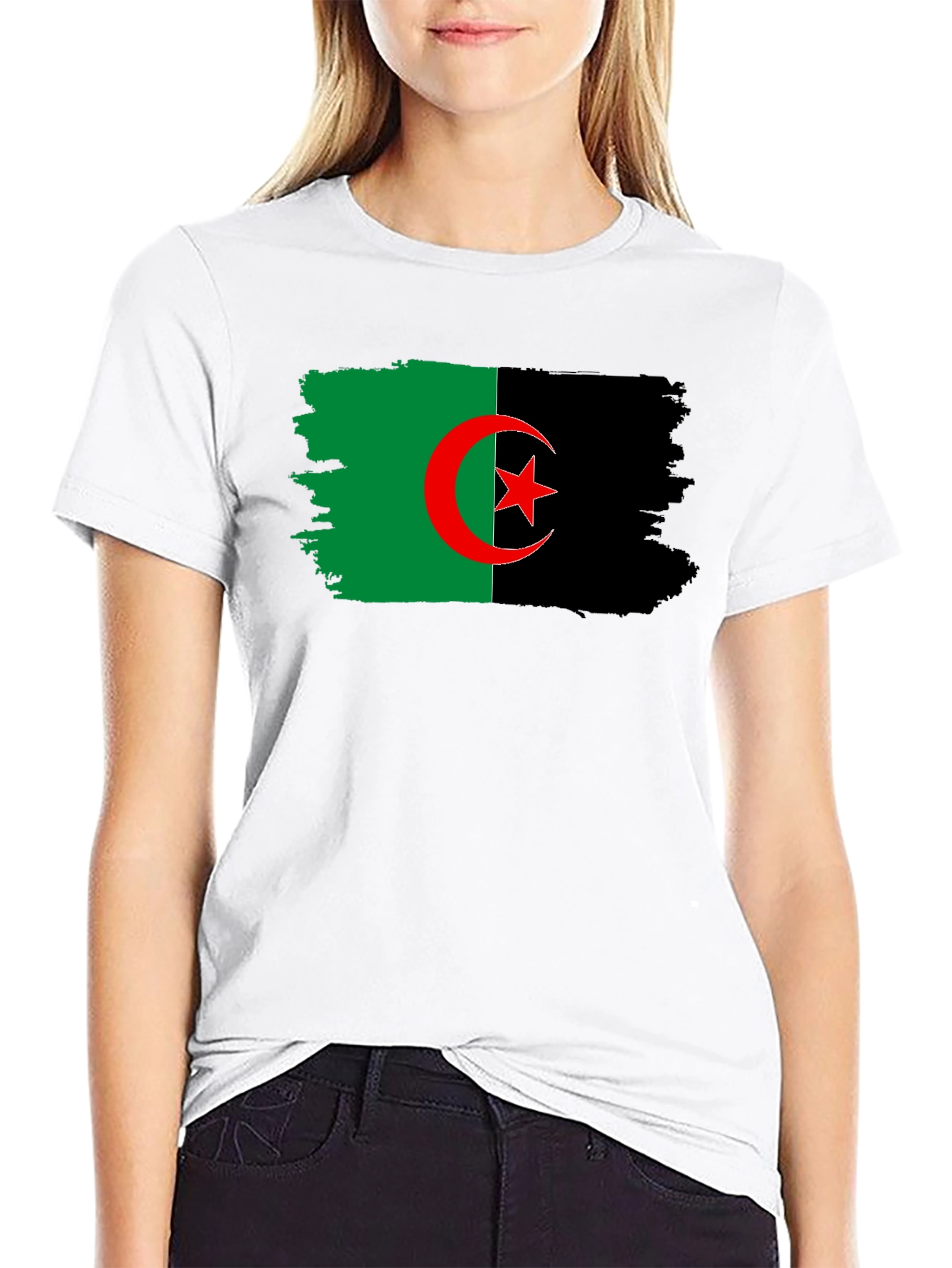Algeria Flag Graphic T-Shirt - Black Cotton Tee