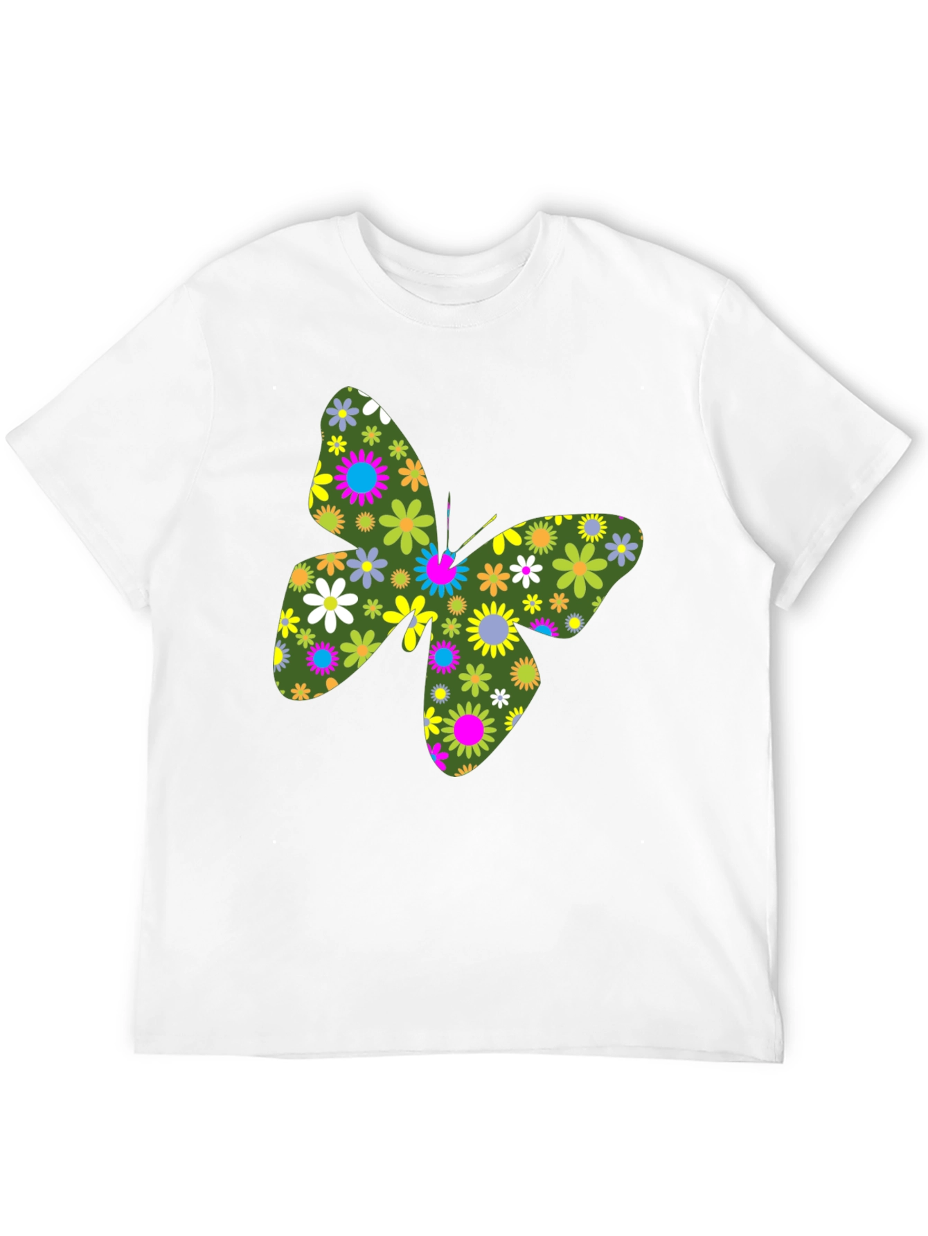 Floral Butterfly Graphic Black T-Shirt