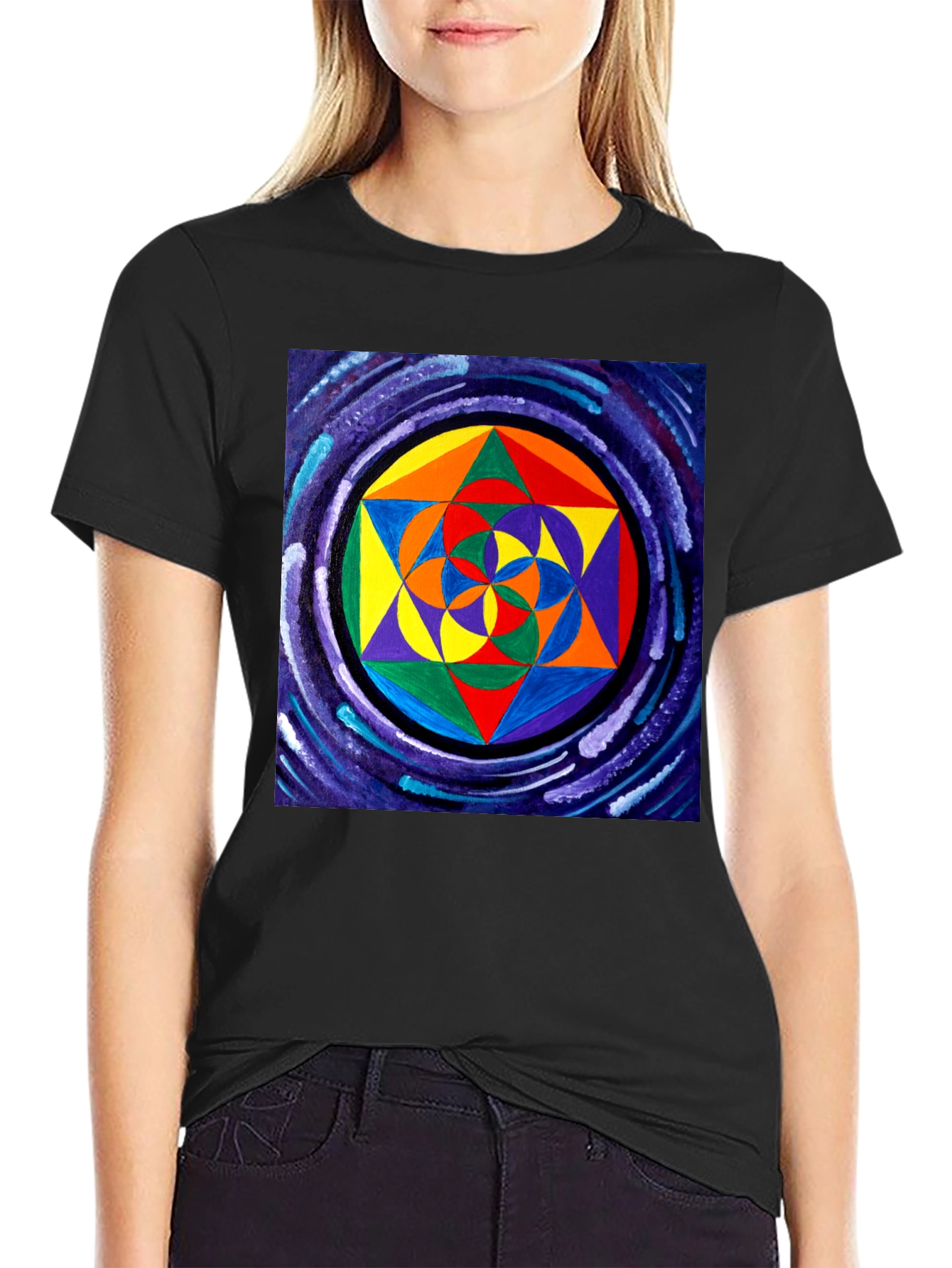 Geometric Pattern Black T-Shirt