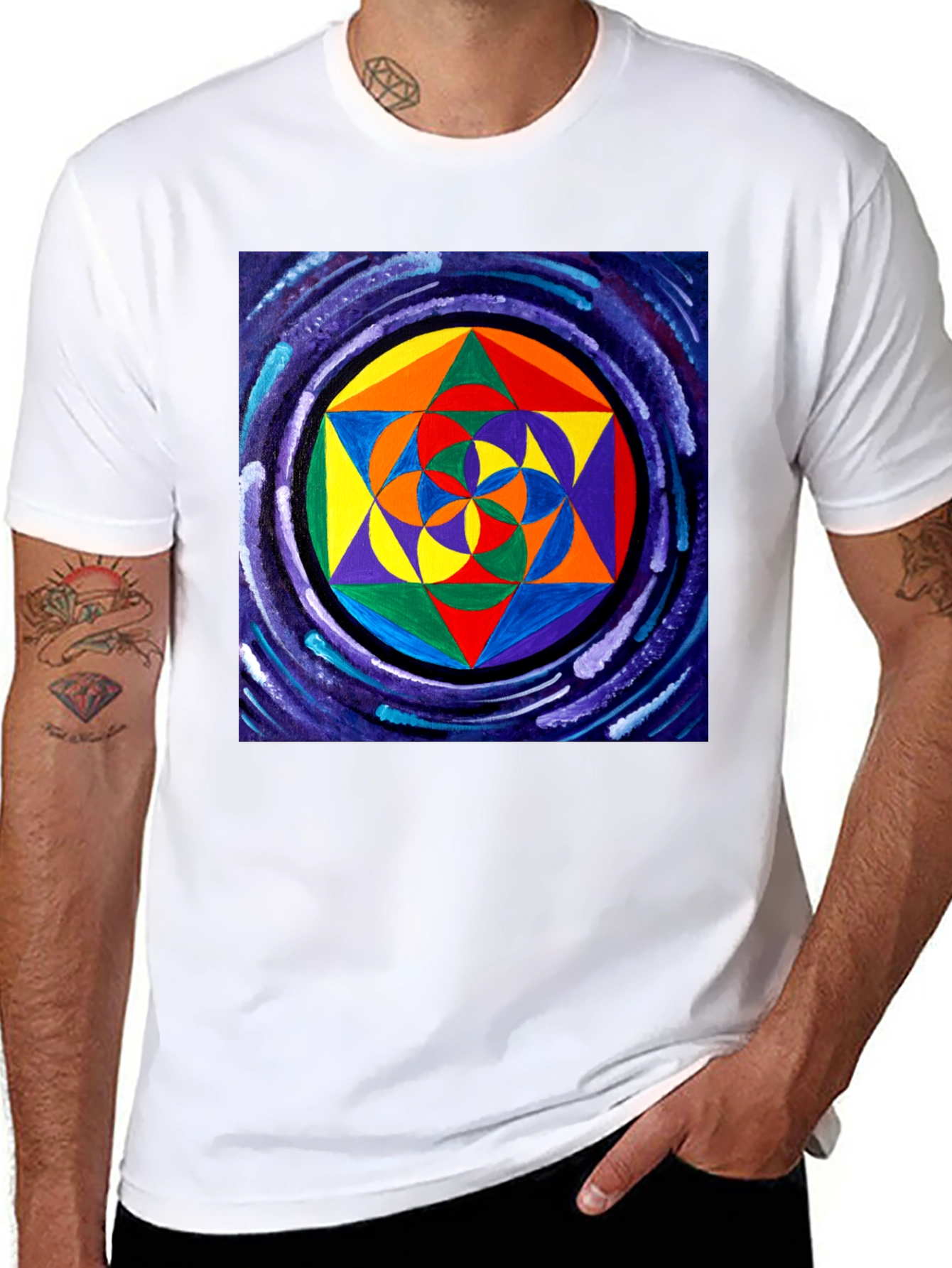 Geometric Pattern Black T-Shirt