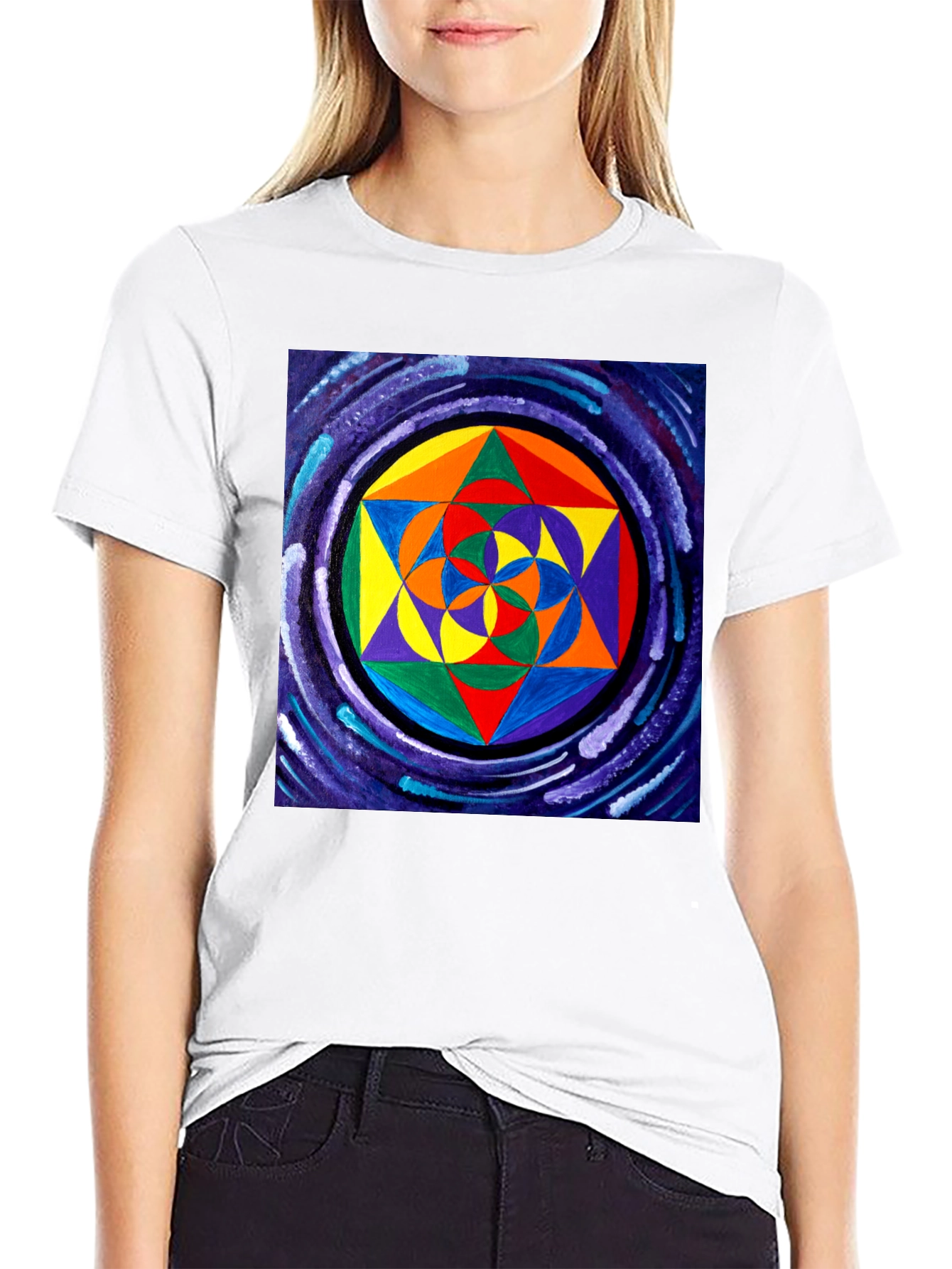 Geometric Pattern Black T-Shirt