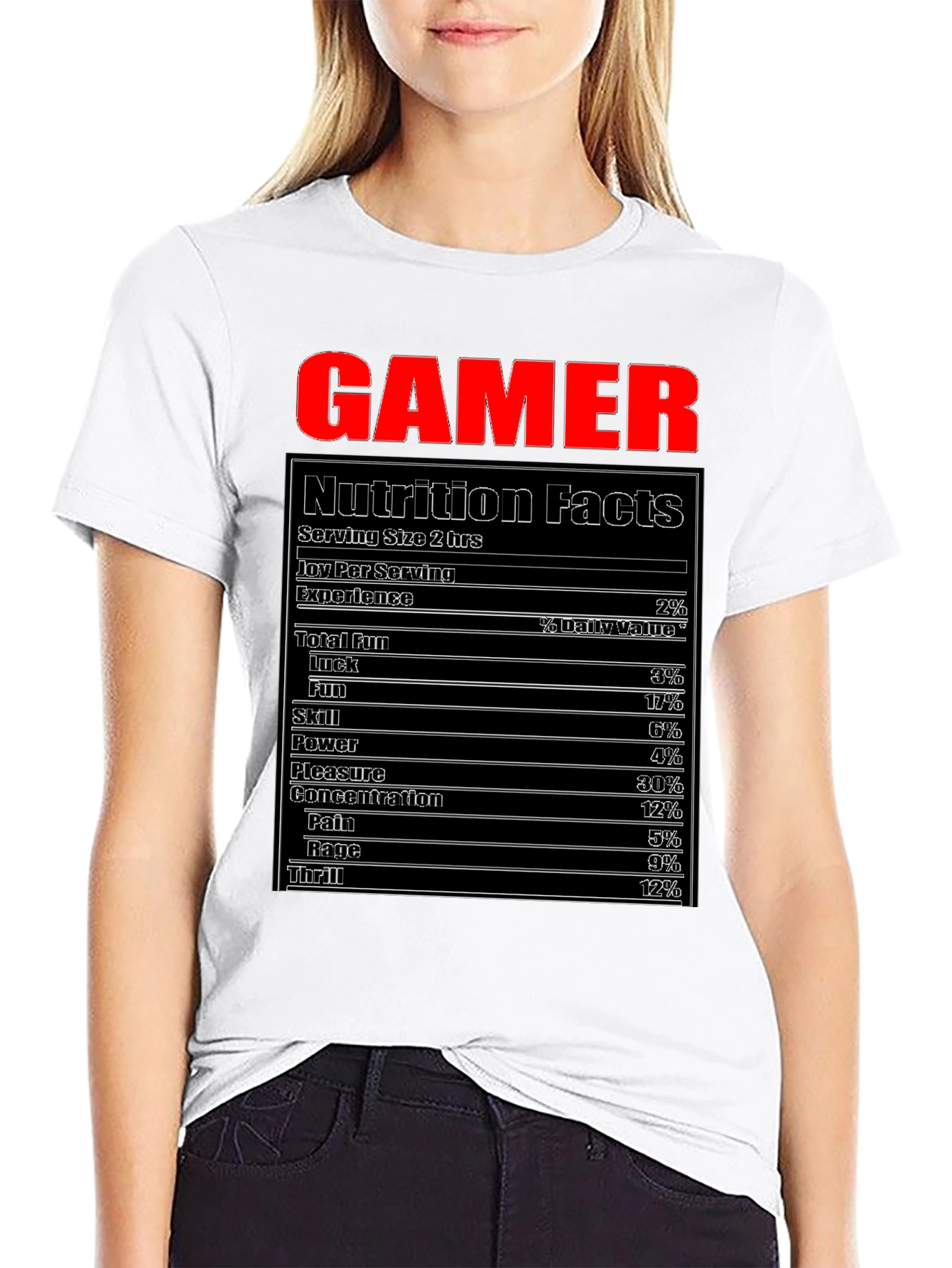 Gamer Nutrition Facts T-Shirt Funny Gaming Tee