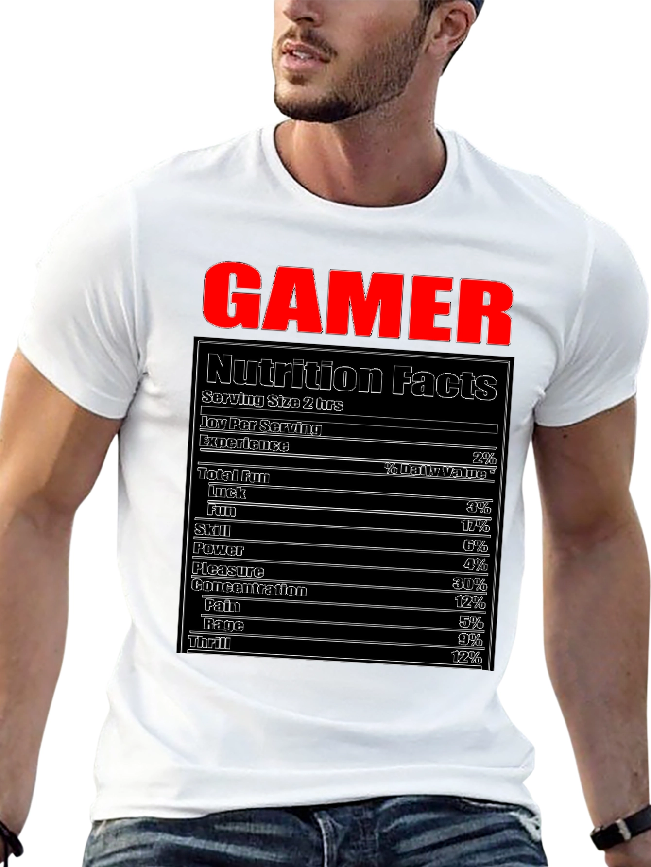 Gamer Nutrition Facts T-Shirt Funny Gaming Tee