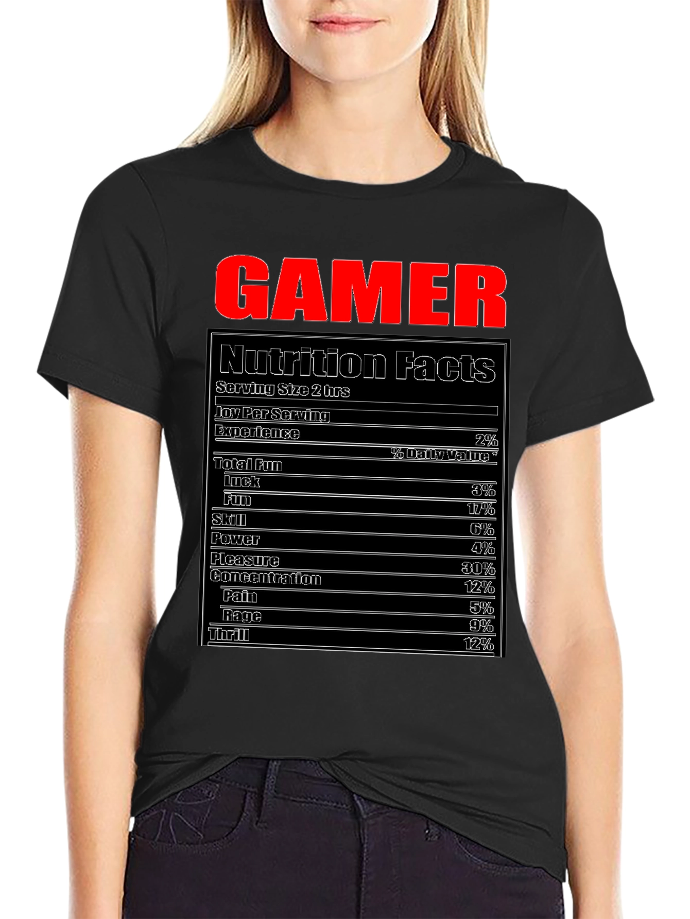 Gamer Nutrition Facts T-Shirt Funny Gaming Tee