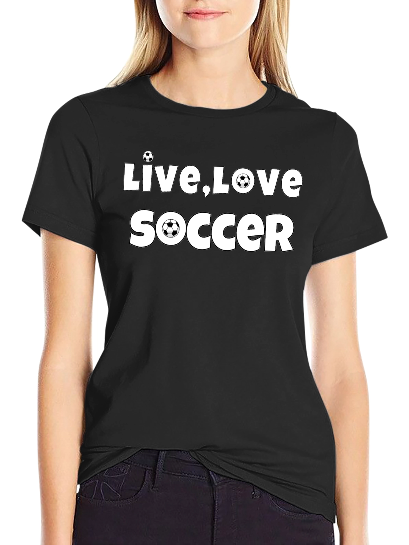 Live Love Soccer Graphic Black T-Shirt