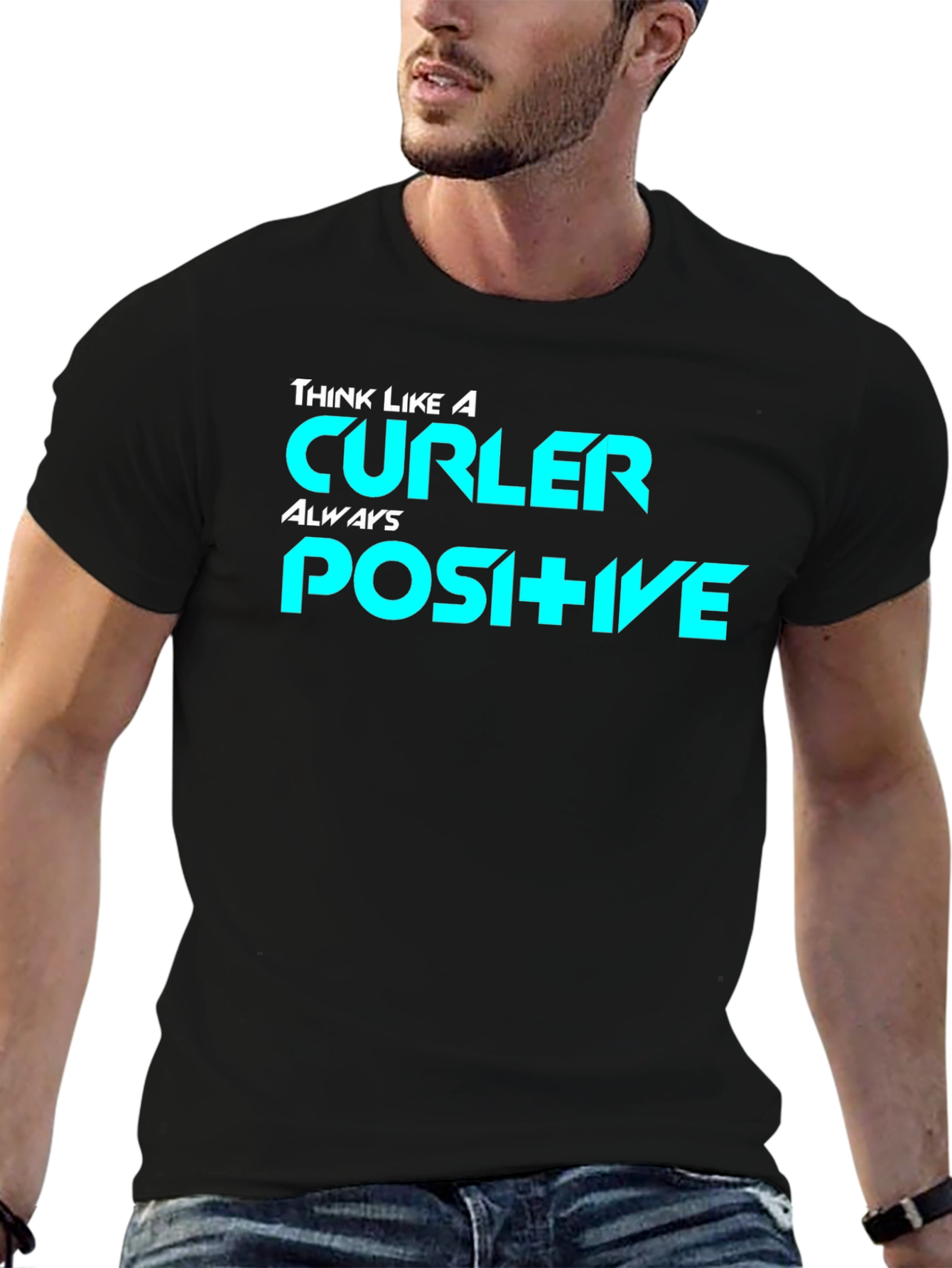 Think Like a Curler Positive Black T-Shirt