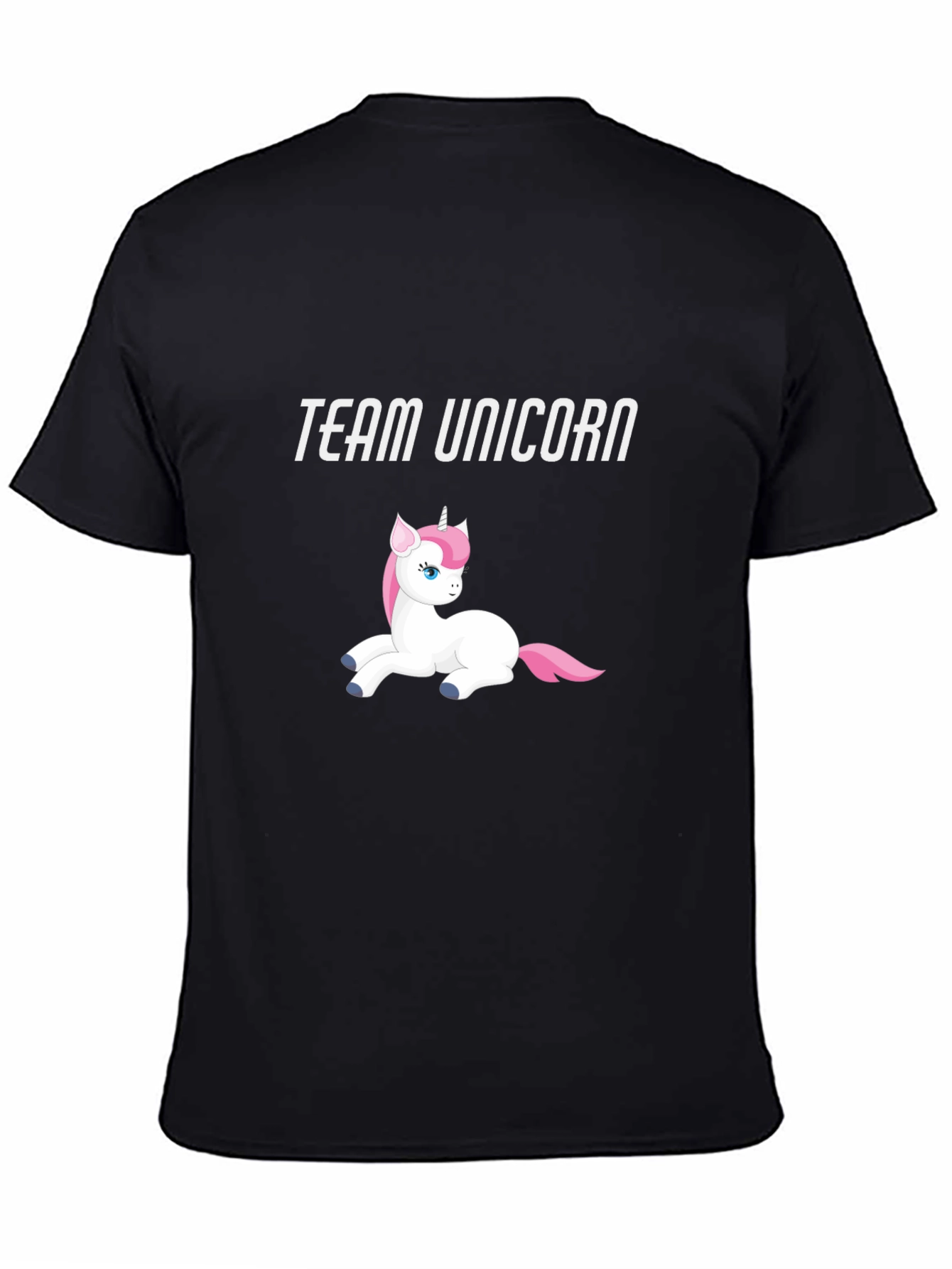 Team Unicorn Black Cotton Graphic Tee