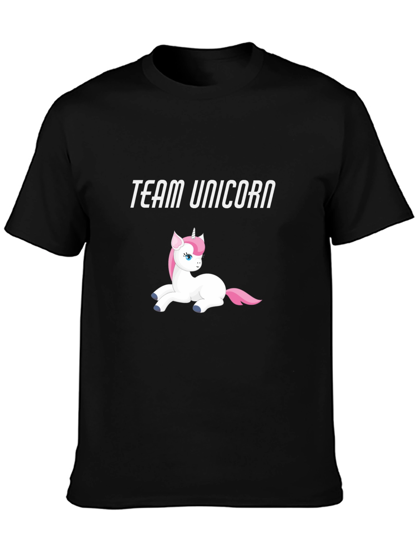 Team Unicorn Black Cotton Graphic Tee