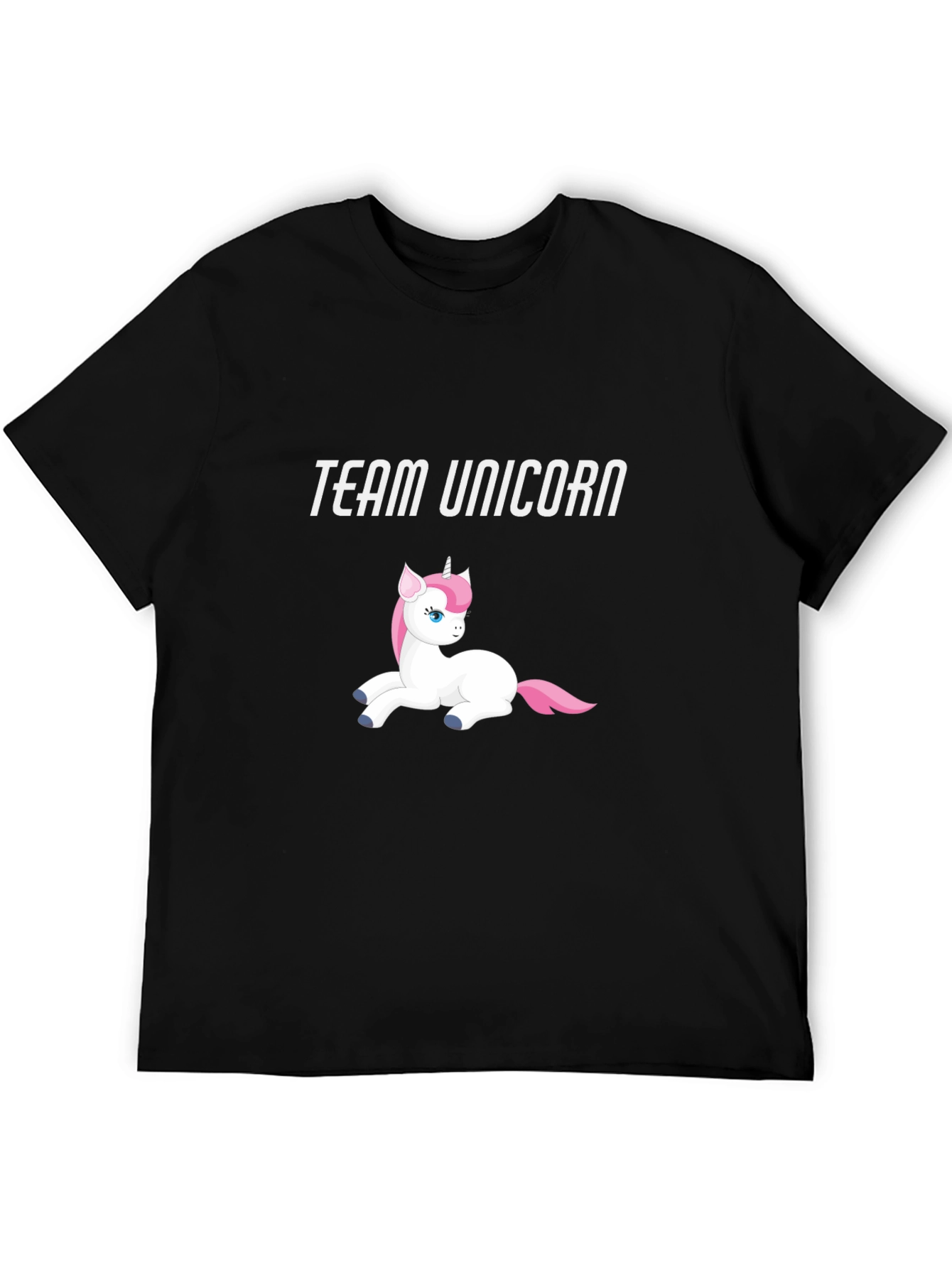 Team Unicorn Black Cotton Graphic Tee