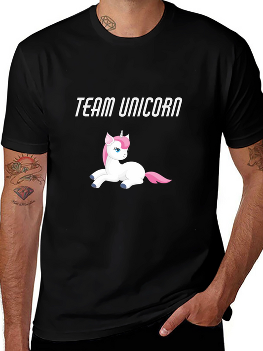 Team Unicorn Black Cotton Graphic Tee