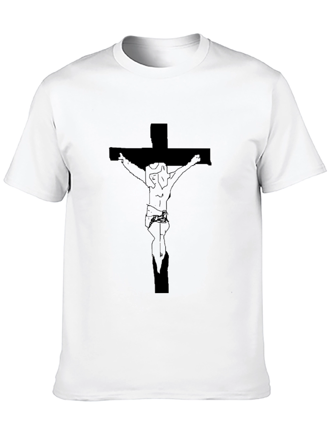 Crucifix Graphic Tee - Black Cotton T-Shirt